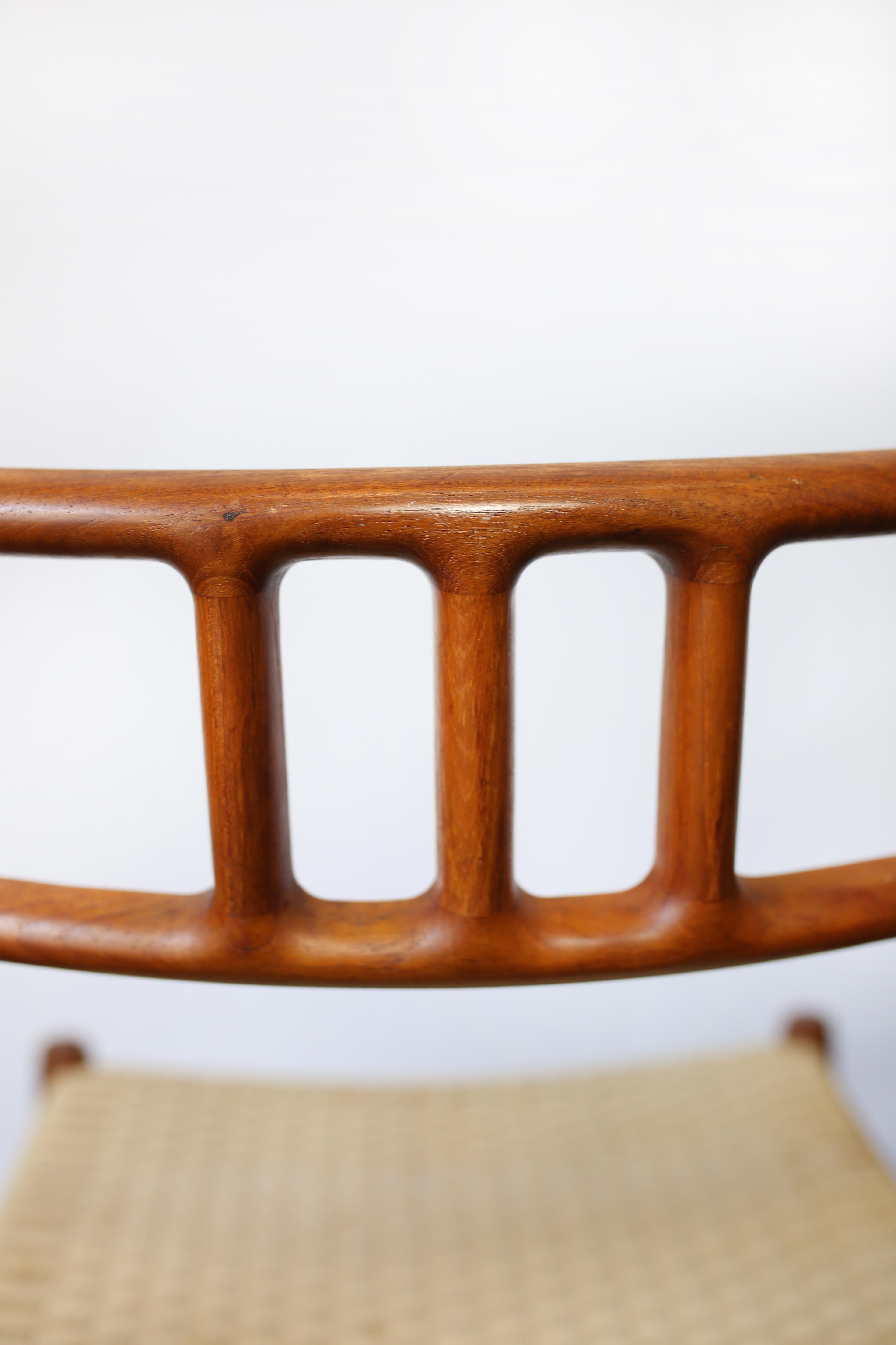 Upholstery Set of Six Scandinavian Modern Moller 79 Teak Dining Chairs by Niels O. Moller