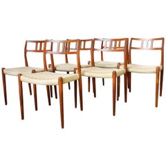 Set of Six Scandinavian Modern Moller 79 Teak Dining Chairs by Niels O. Moller