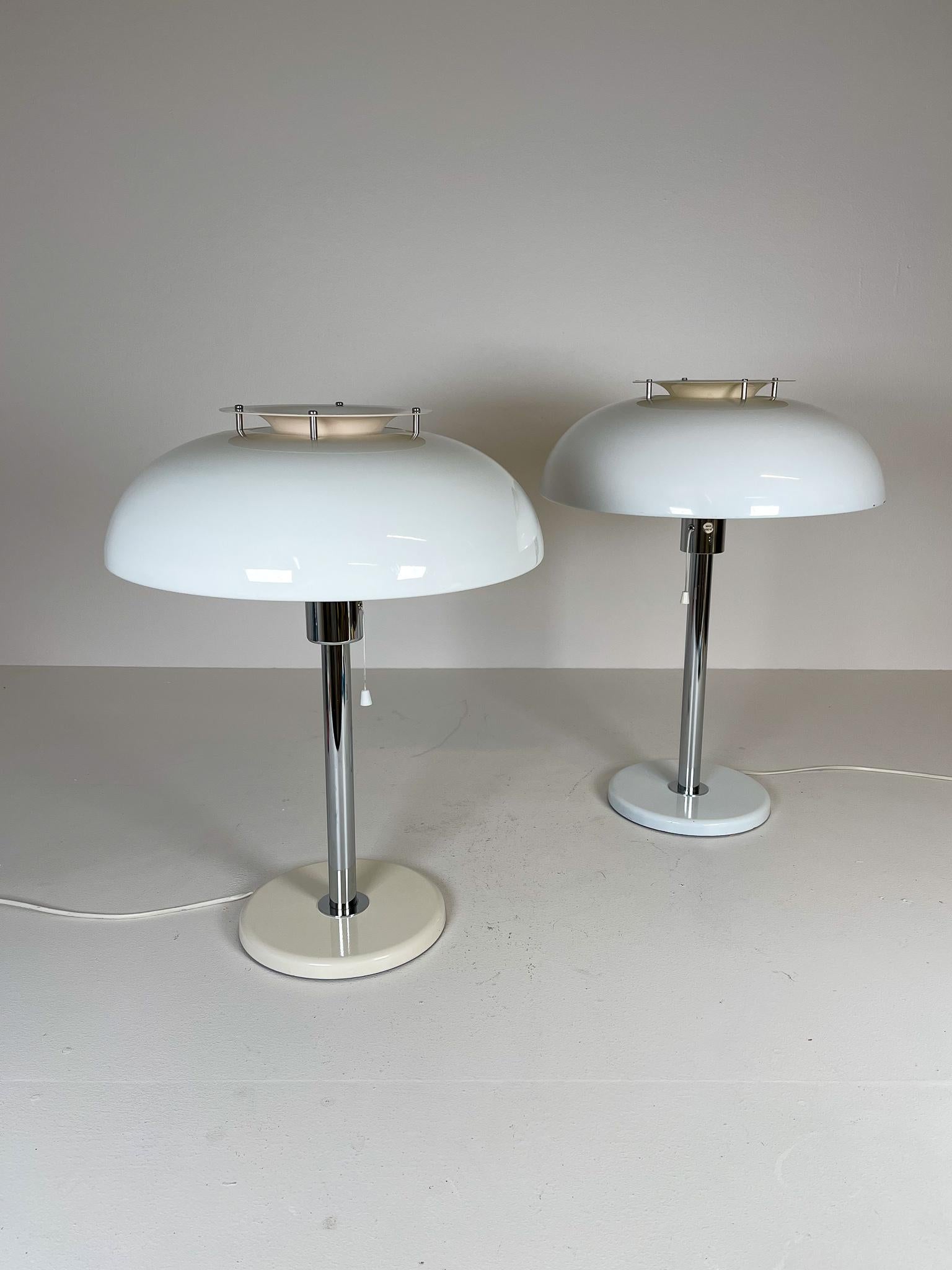 Swedish Scandinavian Modern Mushroom Table Lamps Fagerlhults, Sweden, 1970s