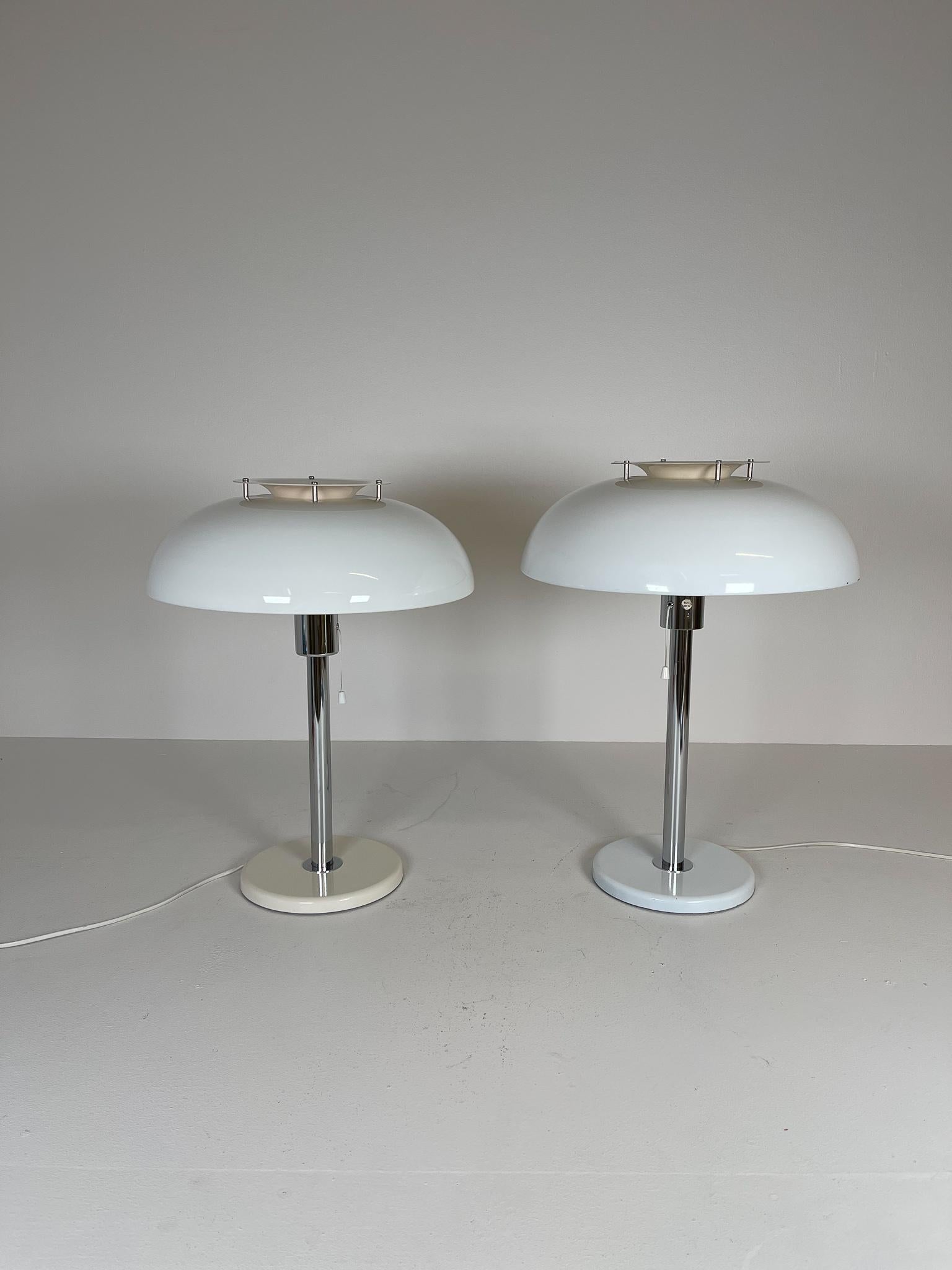 Scandinavian Modern Mushroom Table Lamps Fagerlhults, Sweden, 1970s In Good Condition In Hillringsberg, SE