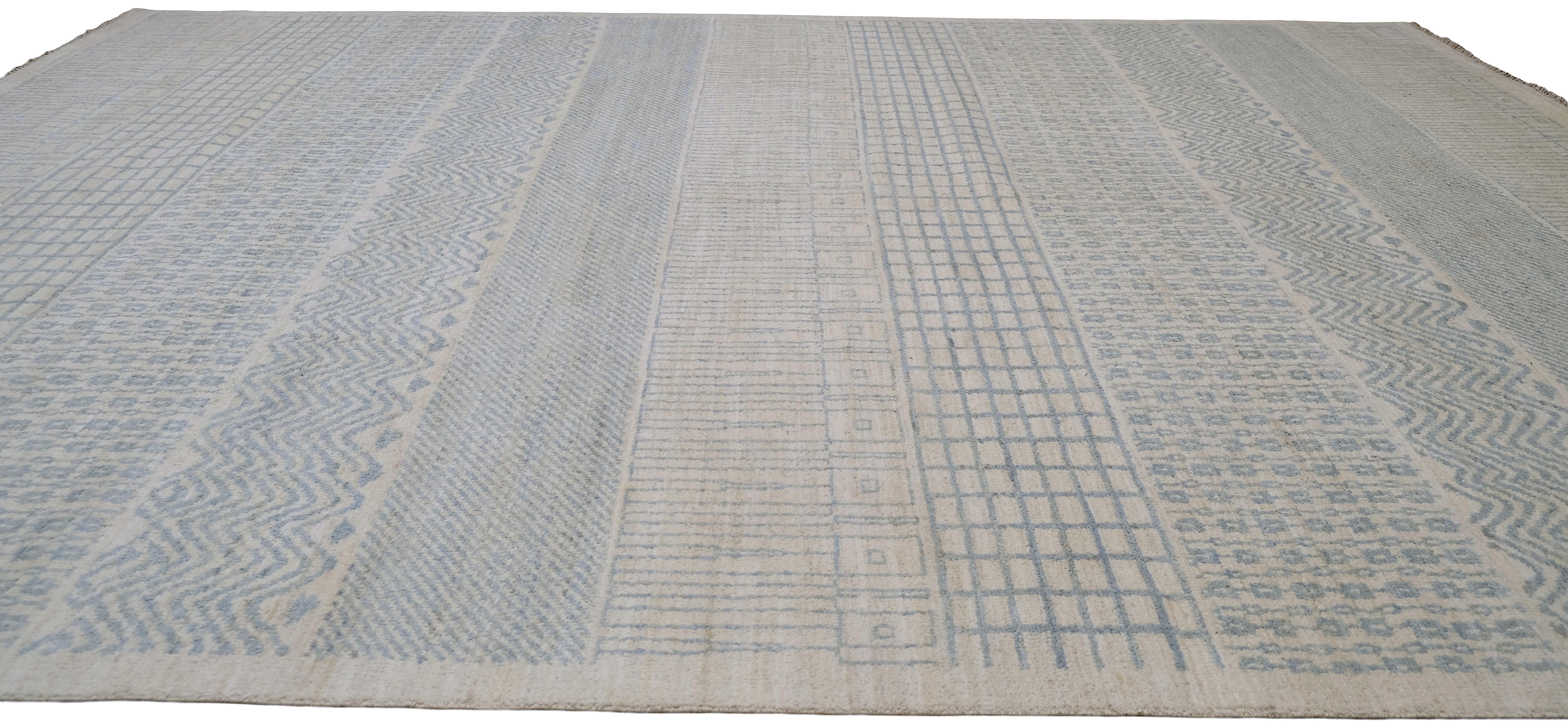 Skandinavischer moderner gedeckter, strukturierter, entworfener Wollteppich 9'x12'7'' im Angebot 1