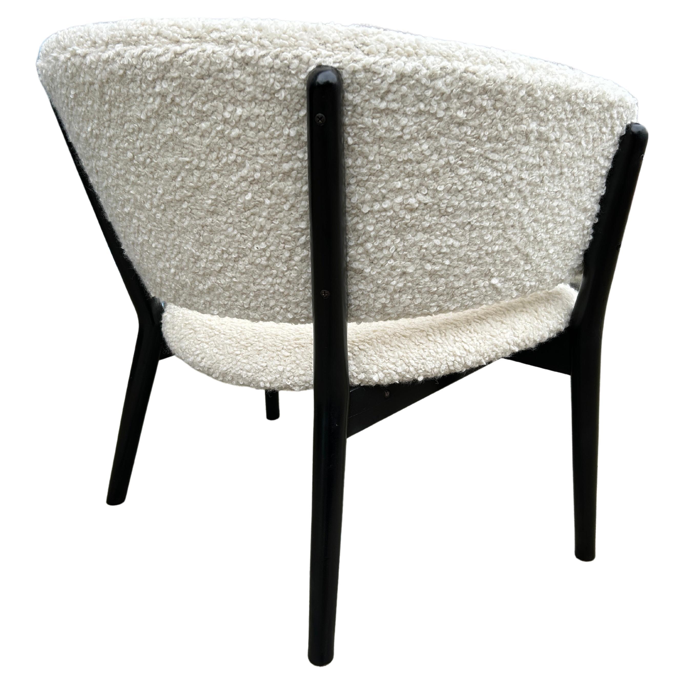 Woodwork Scandinavian Modern Nanna & Jorgen Ditzel ND83 Lounge Chair by Selig in Bouclé For Sale