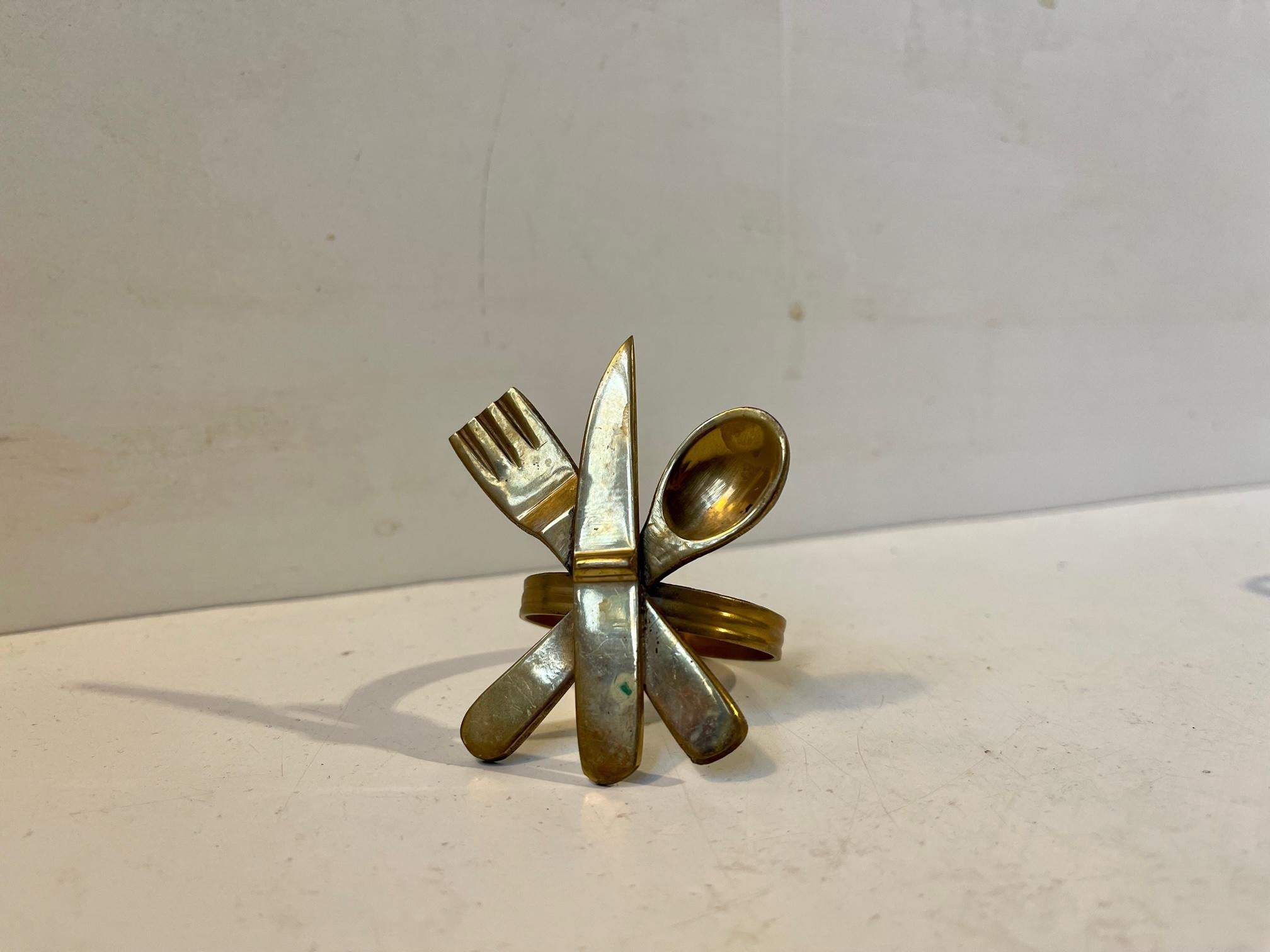 Scandinavian Modern Napkin Ring Holders in Brass, Set of 8 In Good Condition For Sale In Esbjerg, DK