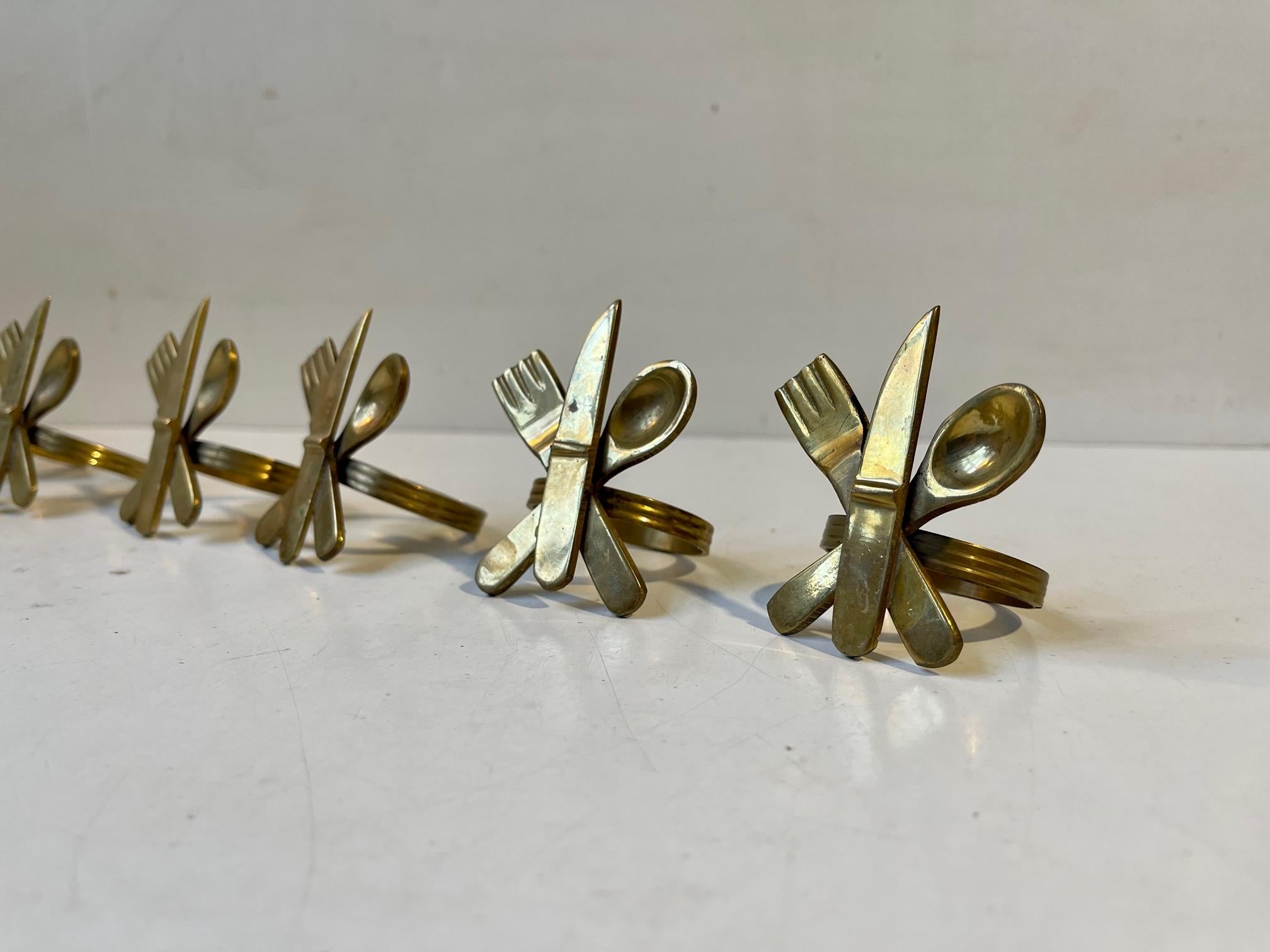 Scandinavian Modern Napkin Ring Holders in Brass, Set of 8 For Sale 1