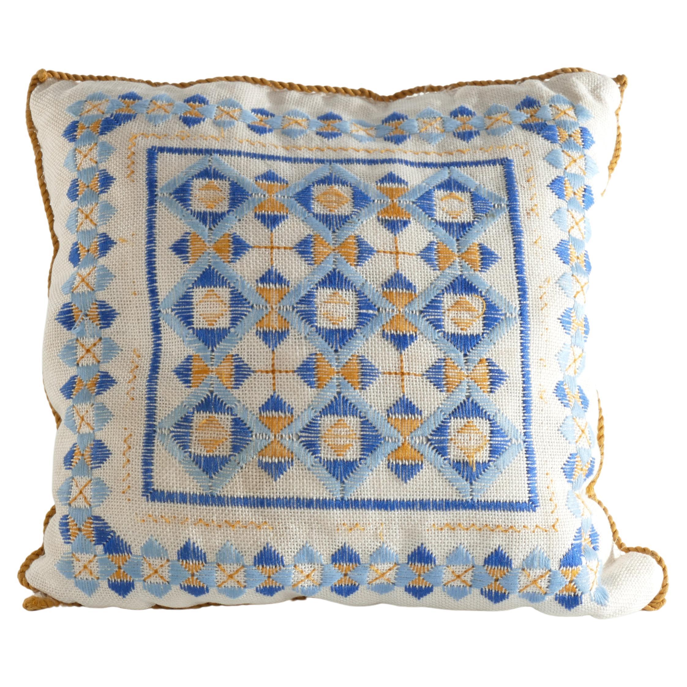 Scandinavian Modern Needlework Pillow, Sweden, 1950’s For Sale