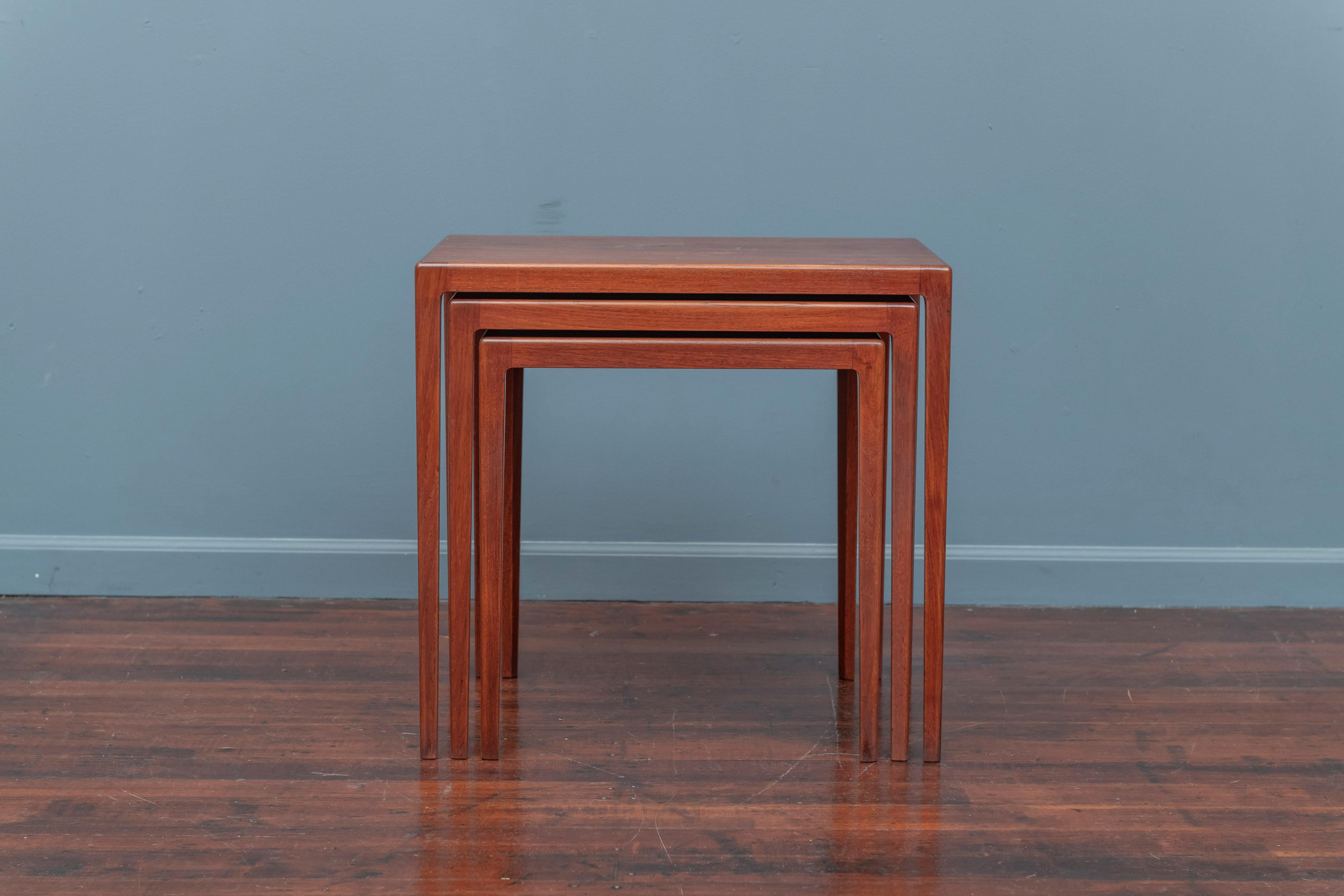 Teak Scandinavian Modern Nesting Tables by Eske Kristiansen for L.Pontopiddan