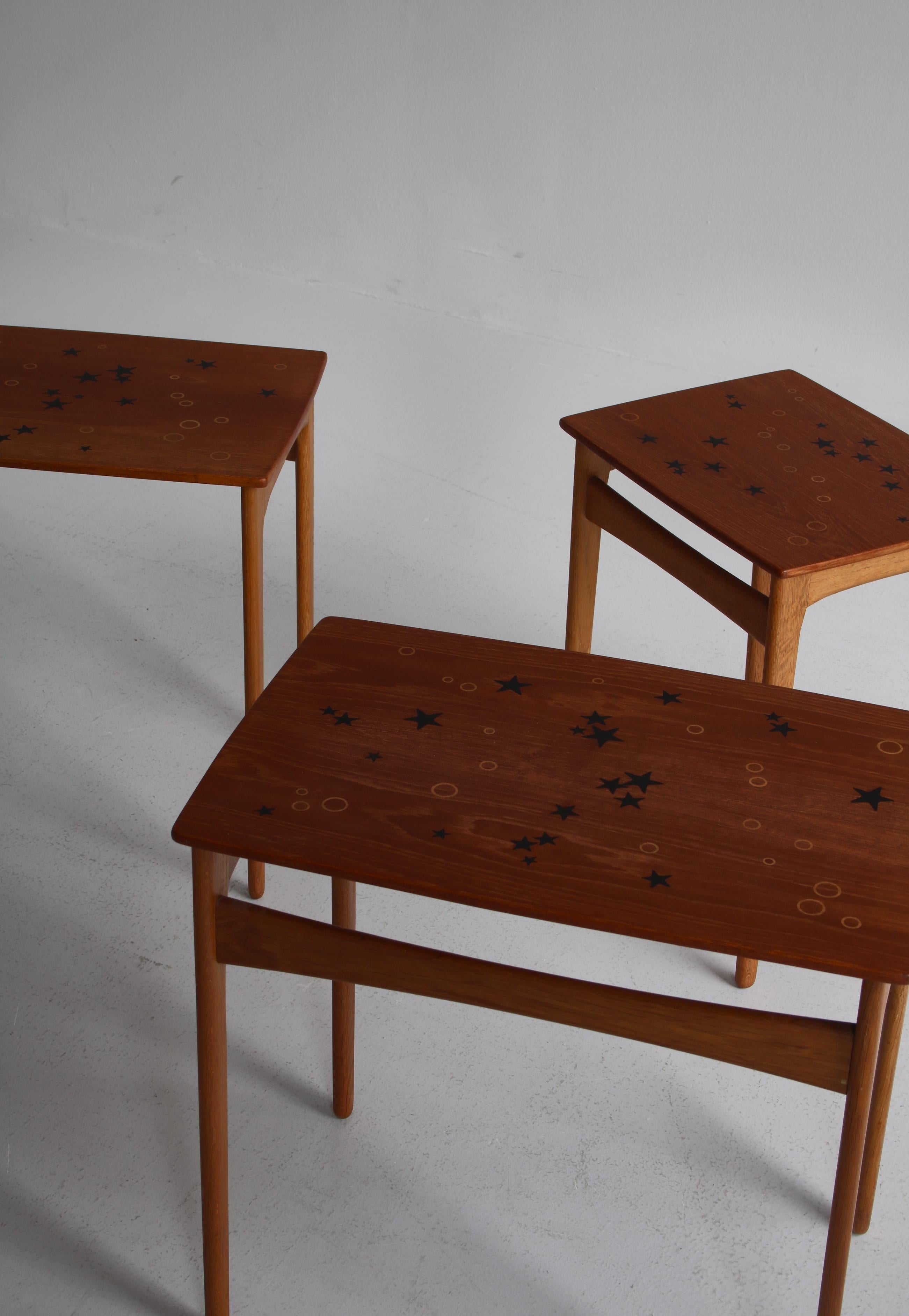 Nesting Tables in Teak and oak by Svend Aage Madsen, Denmark, 1950s For Sale 4