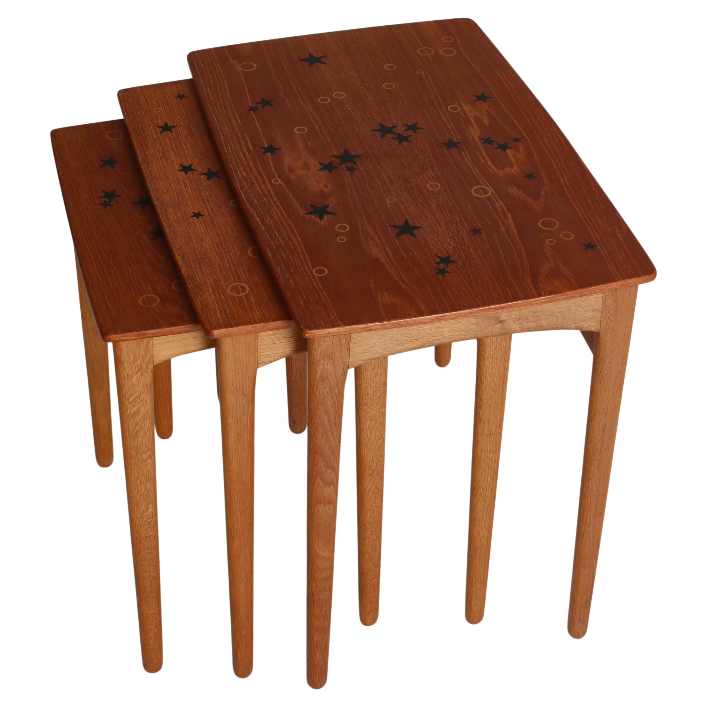 Nesting Tables in Teak and oak by Svend Aage Madsen, Denmark, 1950s For Sale
