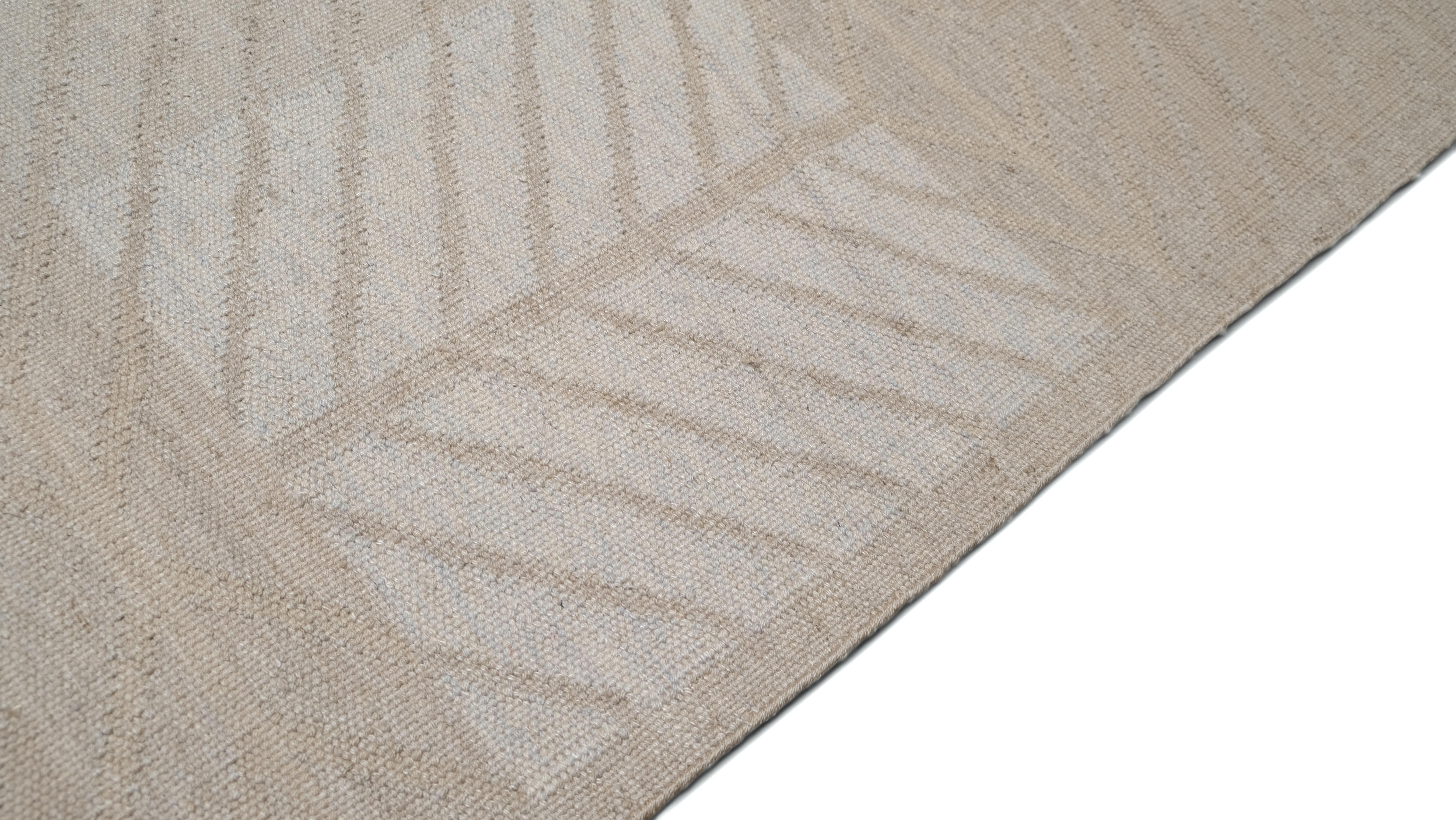 Skandinavischer moderner neutralfarbiger Chevron-Wollteppich 9'1''x12' (Skandinavische Moderne) im Angebot