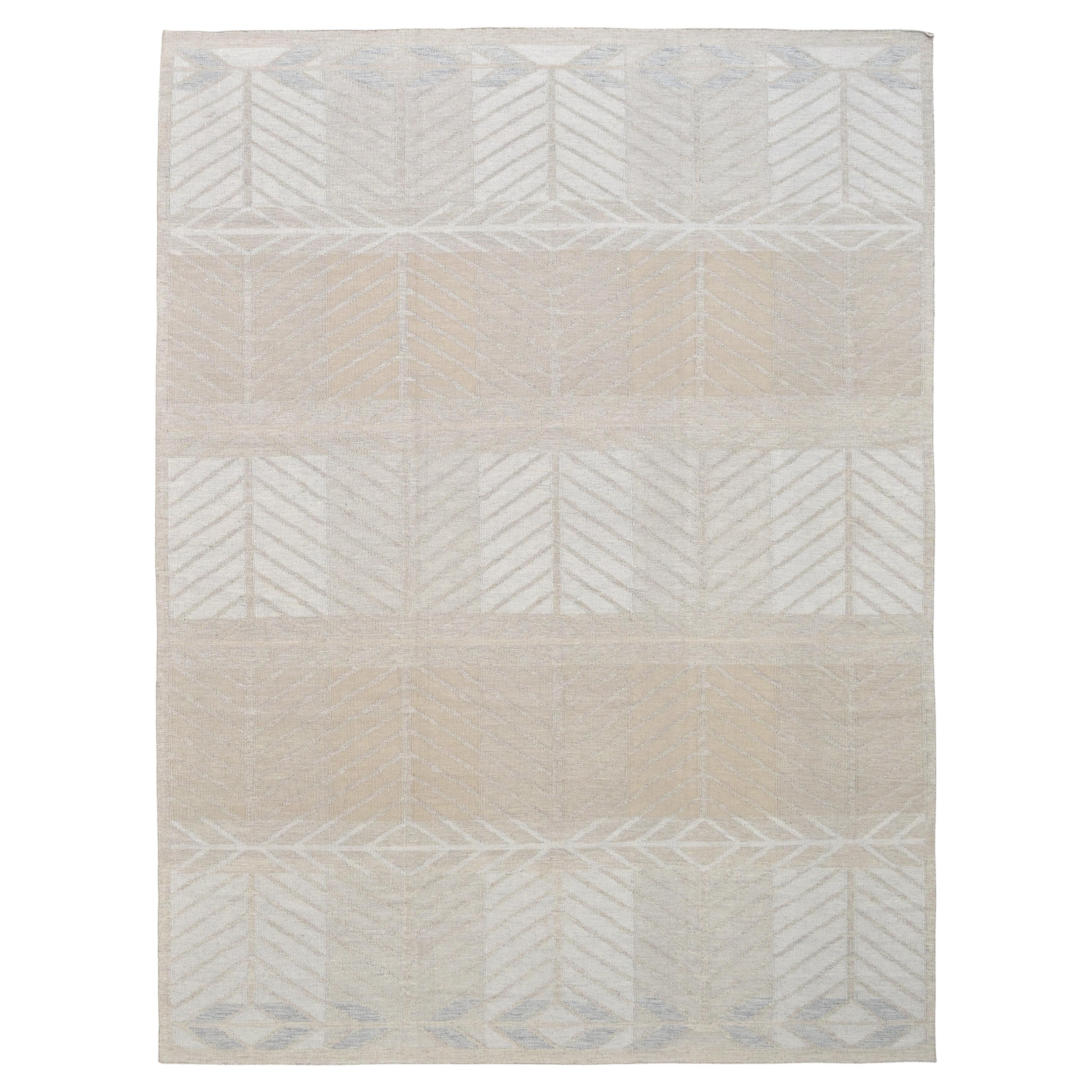 Alfombra escandinava moderna de lana Chevron de color neutro 9'1''x12'