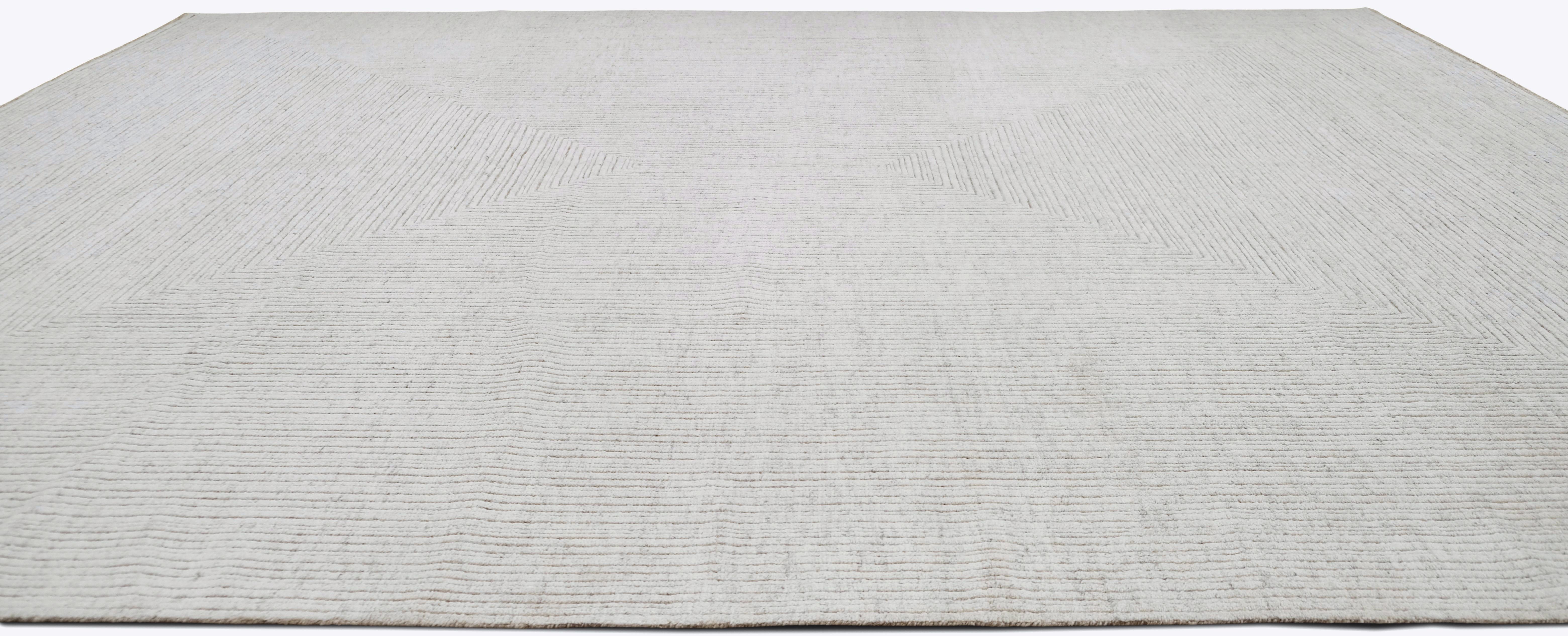 Skandinavischer moderner neutraler Wollteppich 12'x16' (Asiatisch) im Angebot