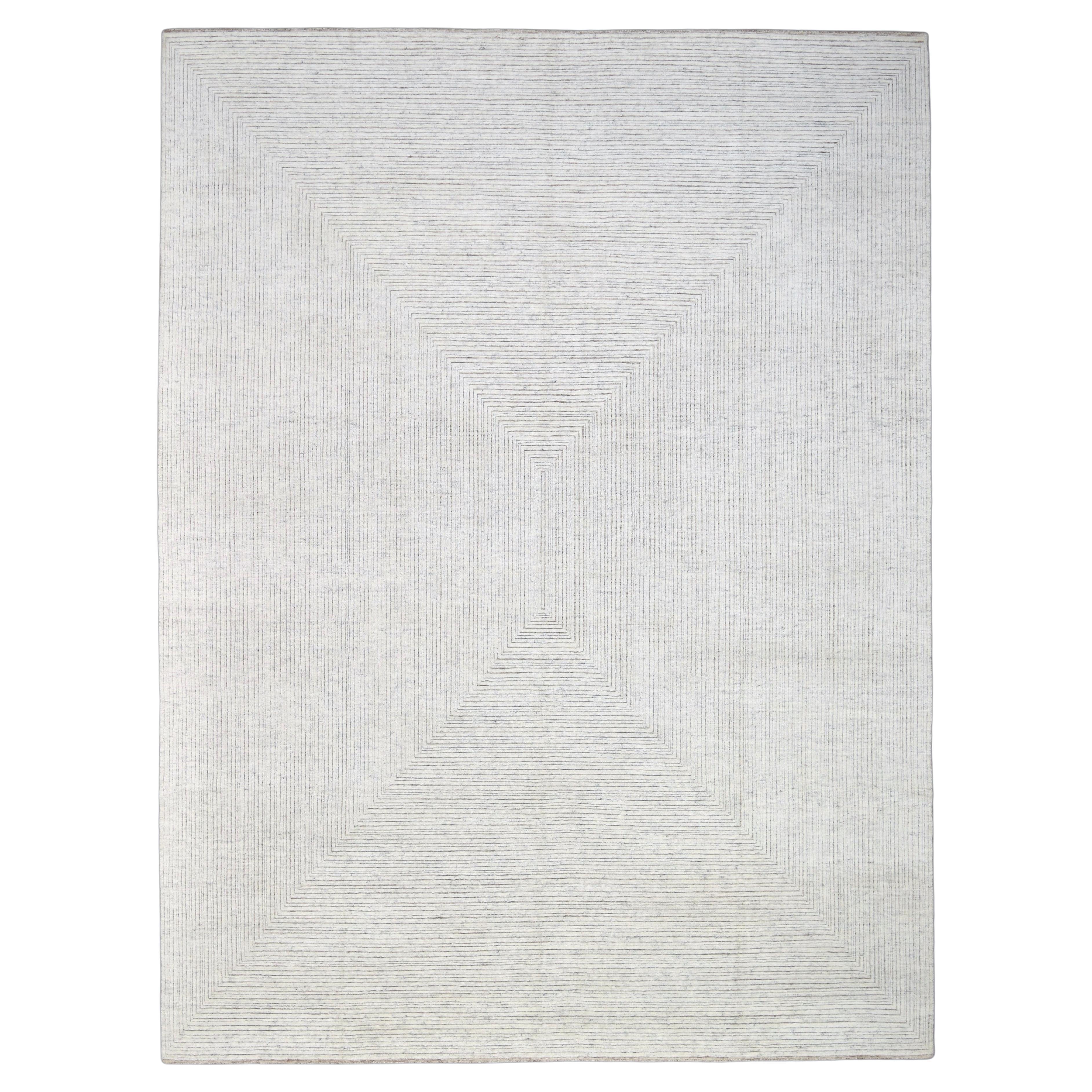 Tapis scandinave moderne neutre en laine 12'x16'