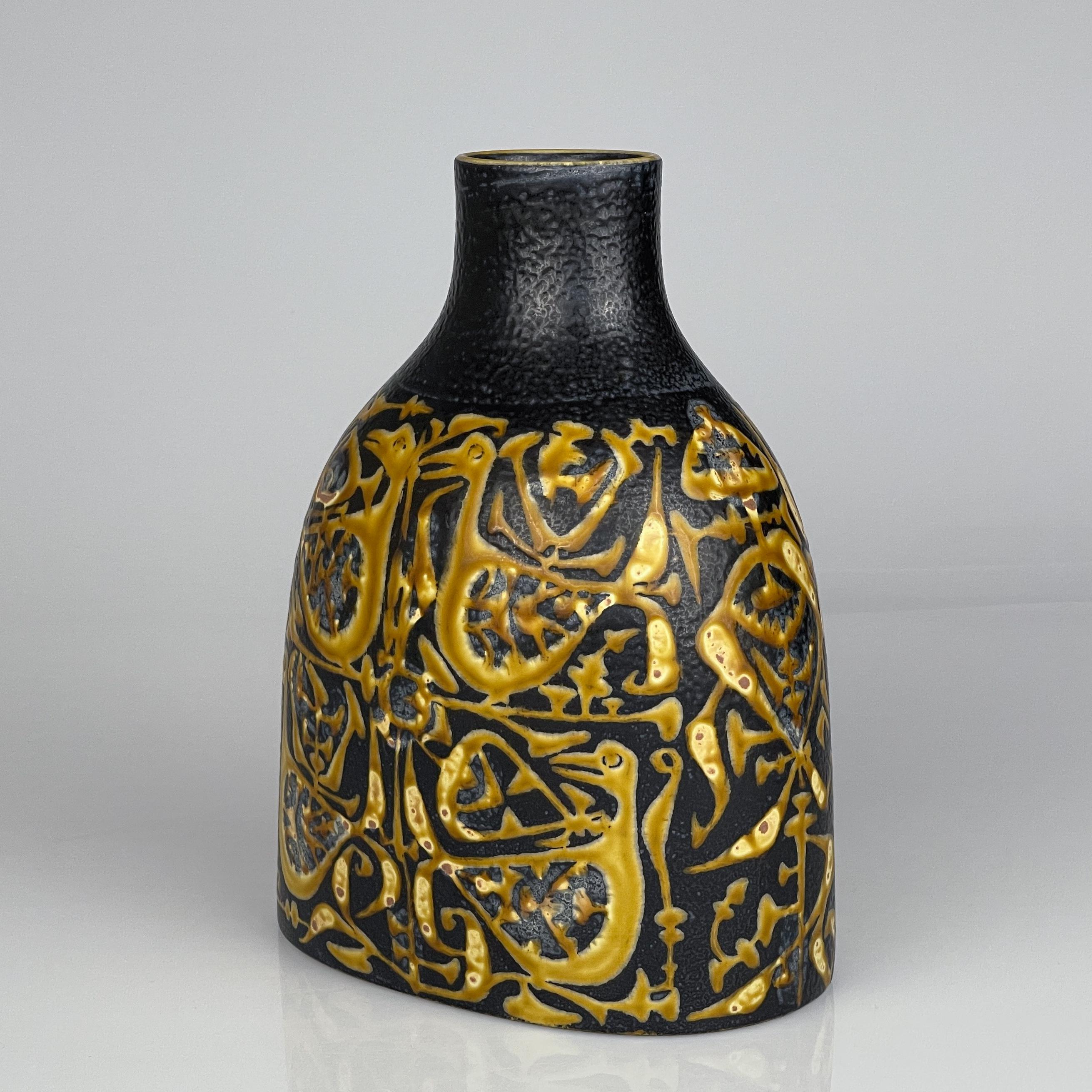 Glazed Scandinavian Modern Nils Thorsson Stoneware Baca vase Aluminia Denmark ca 1965