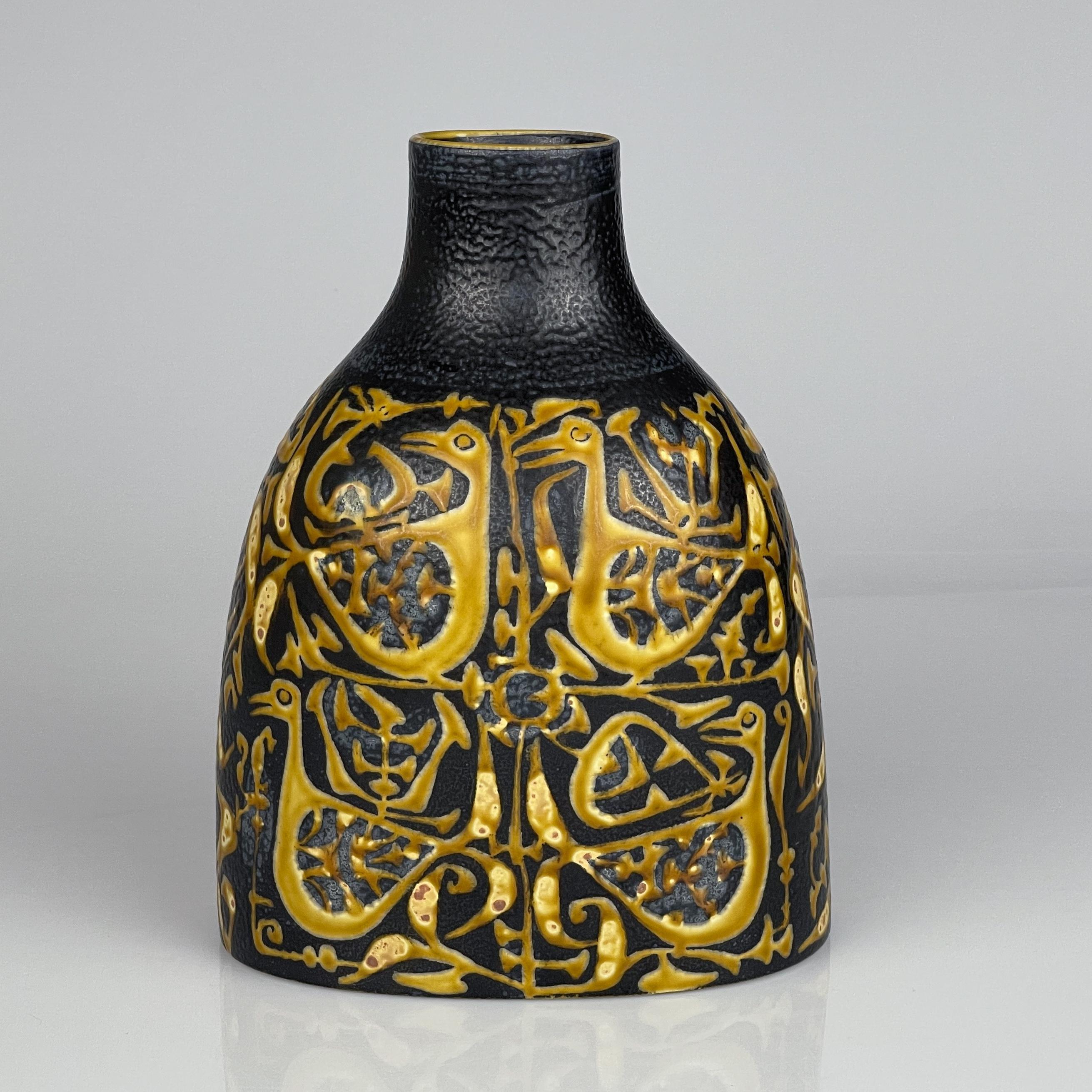 Ceramic Scandinavian Modern Nils Thorsson Stoneware Baca vase Aluminia Denmark ca 1965