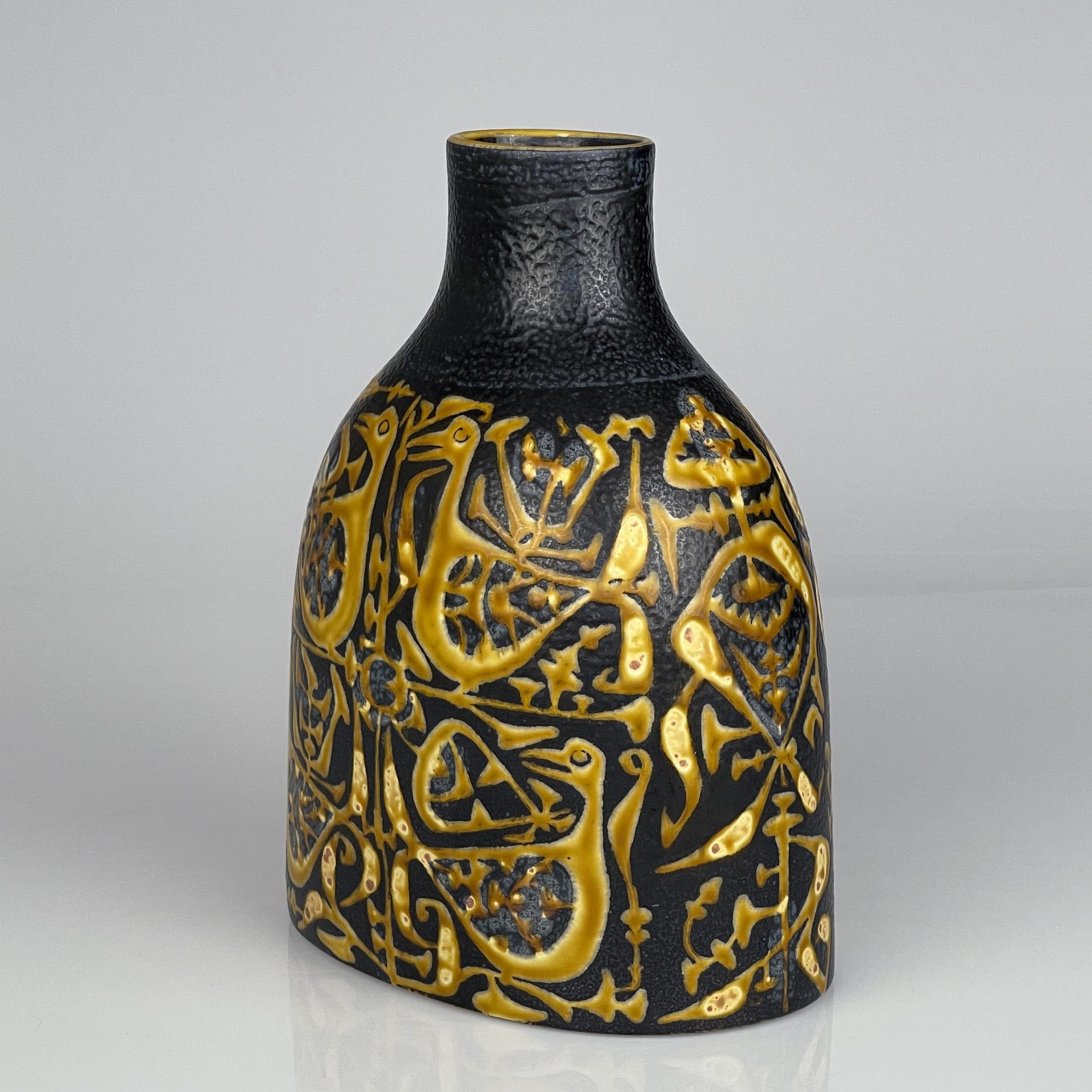 Scandinavian Modern Nils Thorsson Stoneware Baca vase Aluminia Denmark ca 1965 1