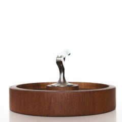 Scandinavian Modern Nutcracker Round Bowl Solid Teak Wood, Denmark, 1960s