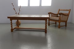 Mesa de centro moderna escandinava de roble y azulejos estilo Kjærnulf, años 60.