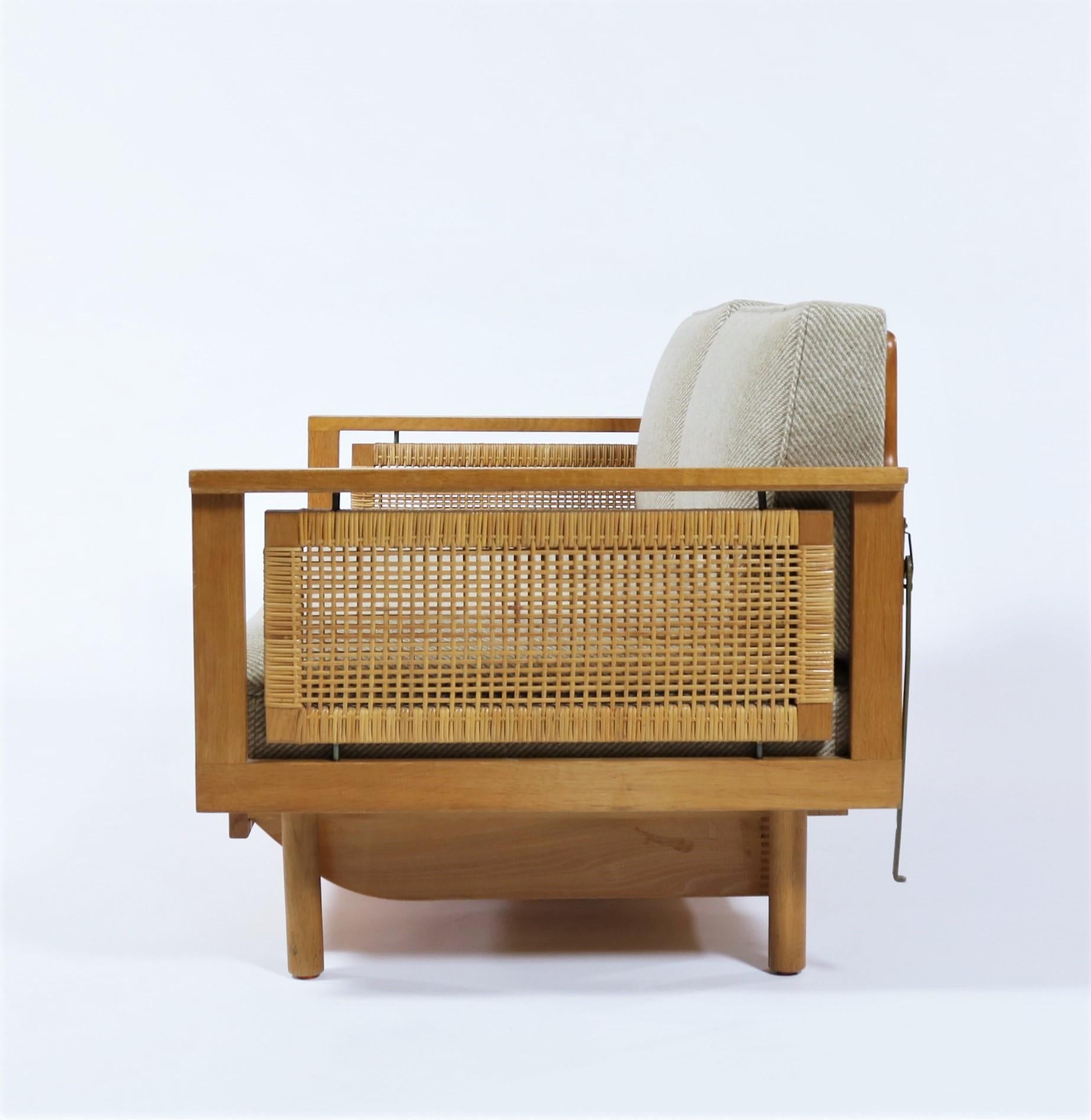 Scandinavian Modern Oak and Cane Daybed by Illum Wikkelsøe, 1950s In Fair Condition In Odense, DK