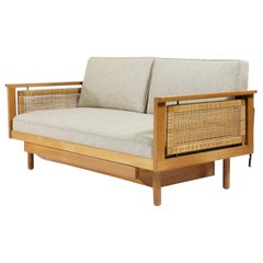 Retro Scandinavian Modern Oak and Cane Daybed by Illum Wikkelsøe, 1950s