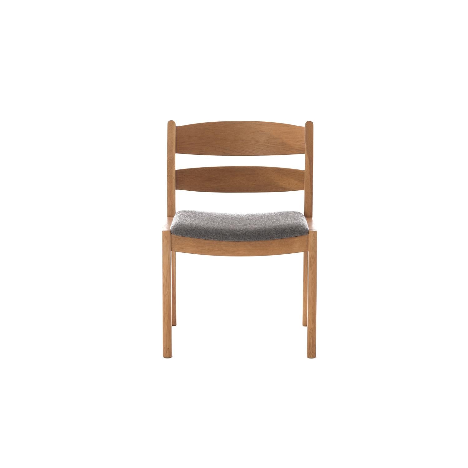 Danish Scandinavian Modern Oak Dining Chairs with Boiled Wool Seats by Kurt Ostervig