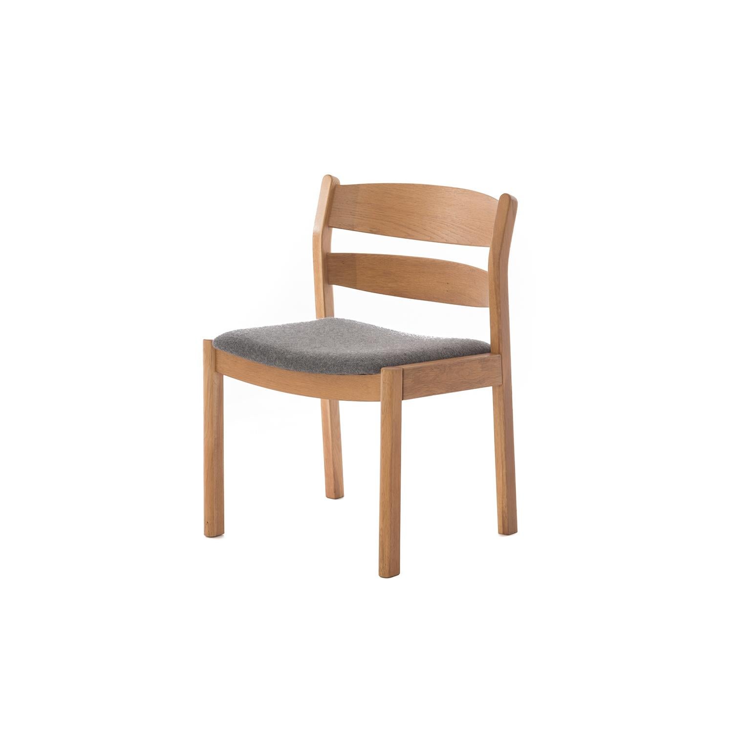 Oiled Scandinavian Modern Oak Dining Chairs with Boiled Wool Seats by Kurt Ostervig