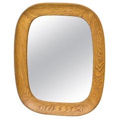 Scandinavian Modern Oak Oval Wall Mirror by Per Argén for Fröseke, Sweden, 1950s