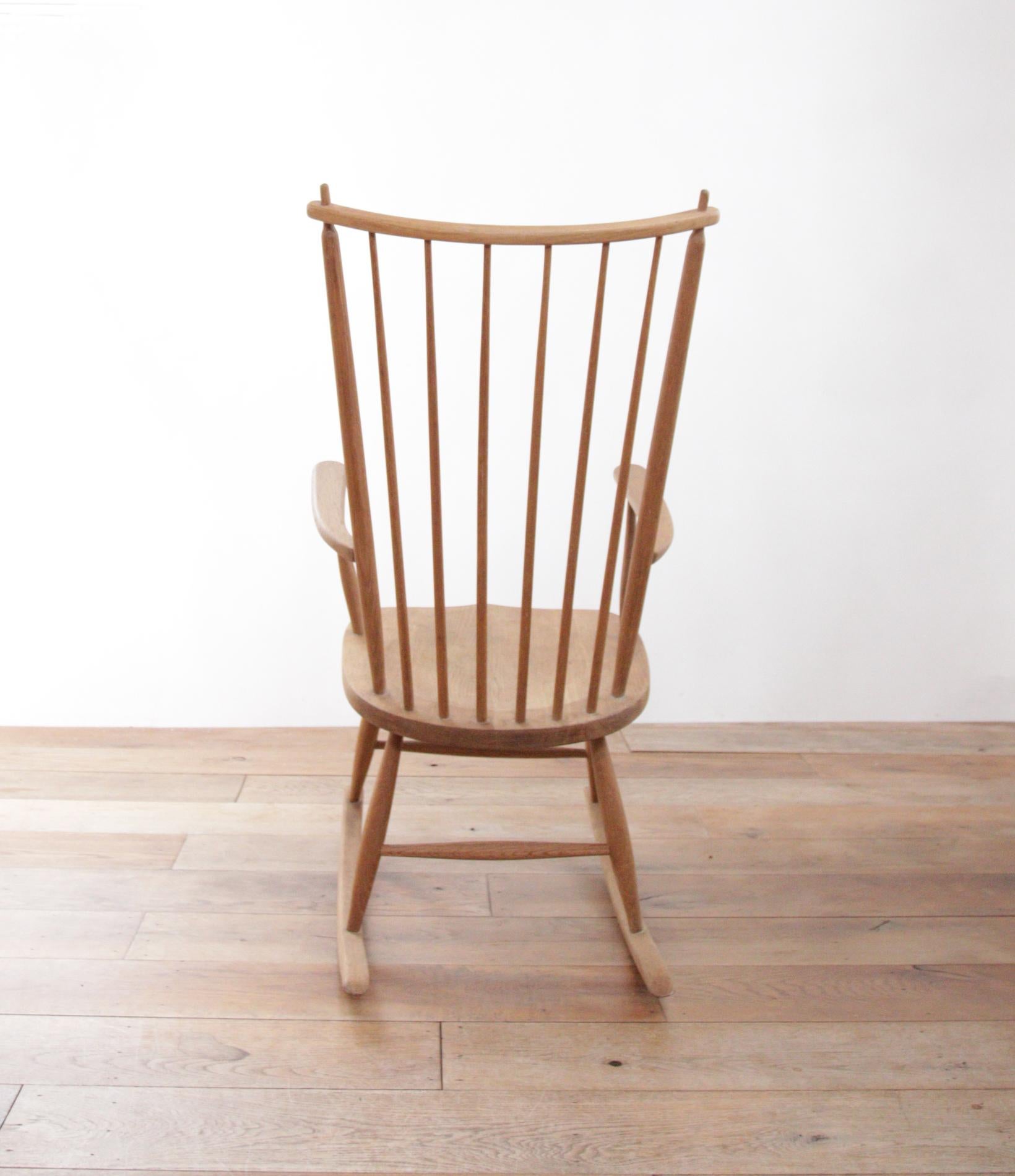Scandinavian Mid-Century Modern Oak Rocking Chair Denmark For Sale 1