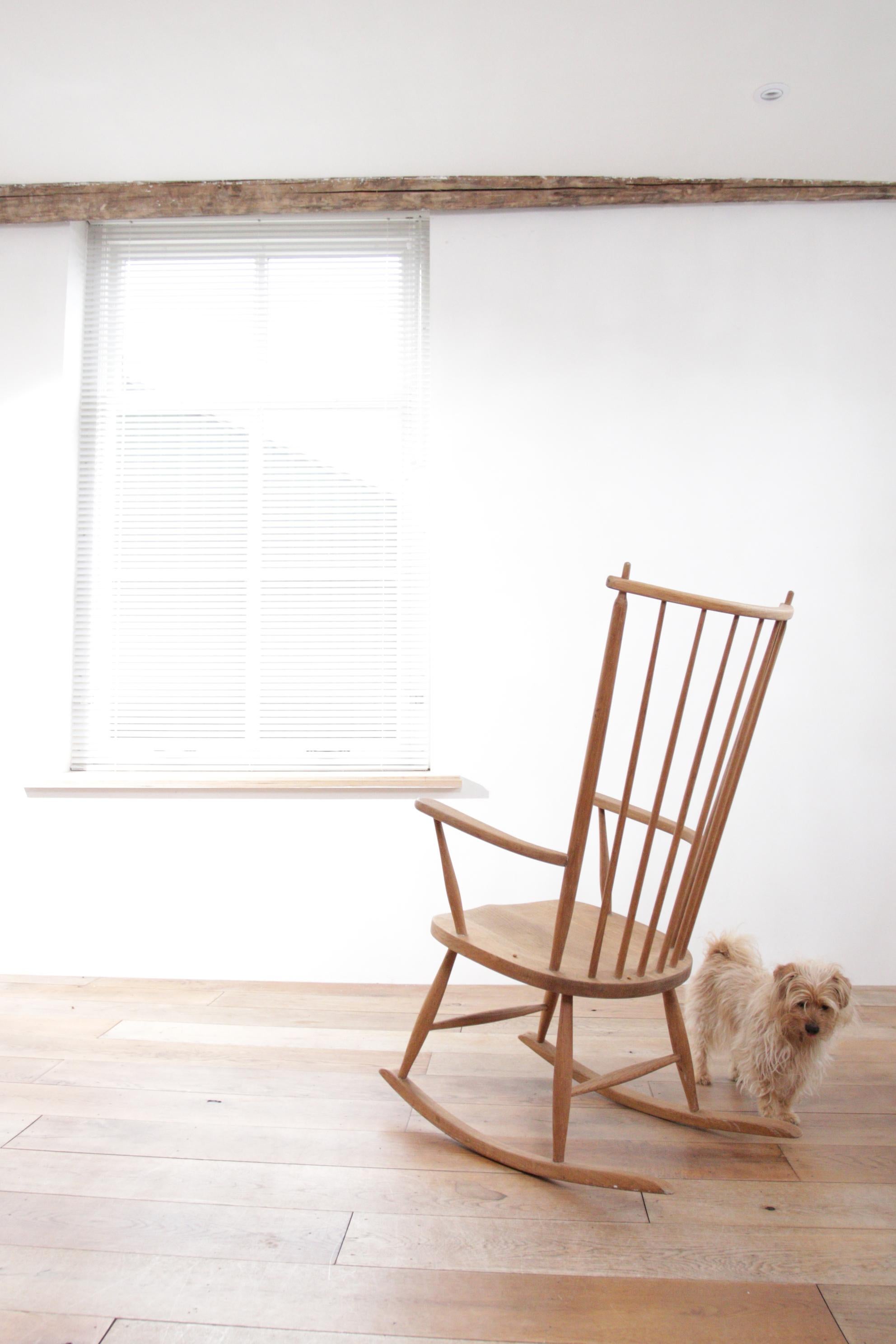 Scandinavian Mid-Century Modern Oak Rocking Chair Denmark For Sale 2