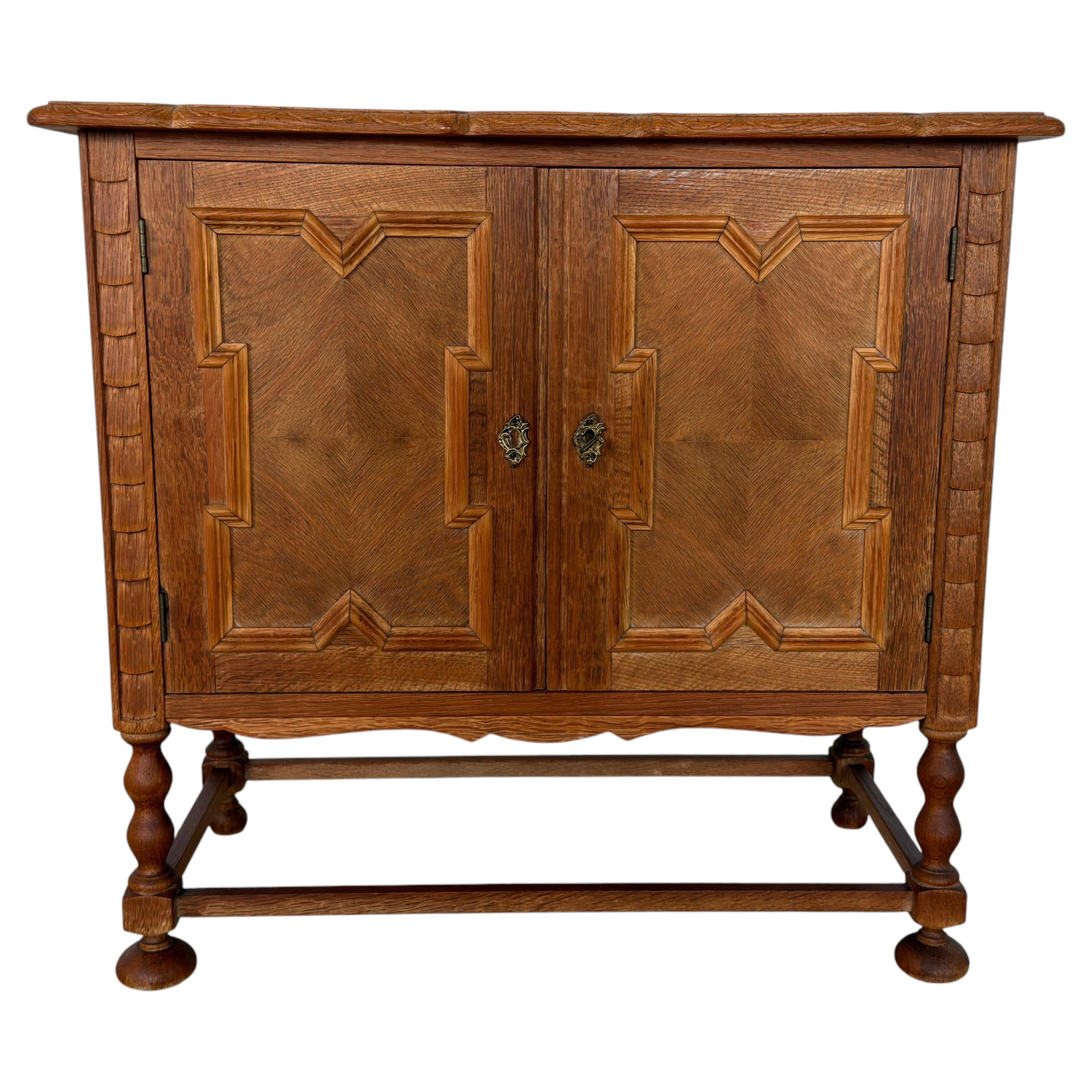 Scandinavian Modern, Oak Two-Door Cabinet, Brutalist, 1960s