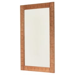 Specchio da parete in legno di quercia in stile scandinavo Henry Kjaernulf, Danimarca, anni '60