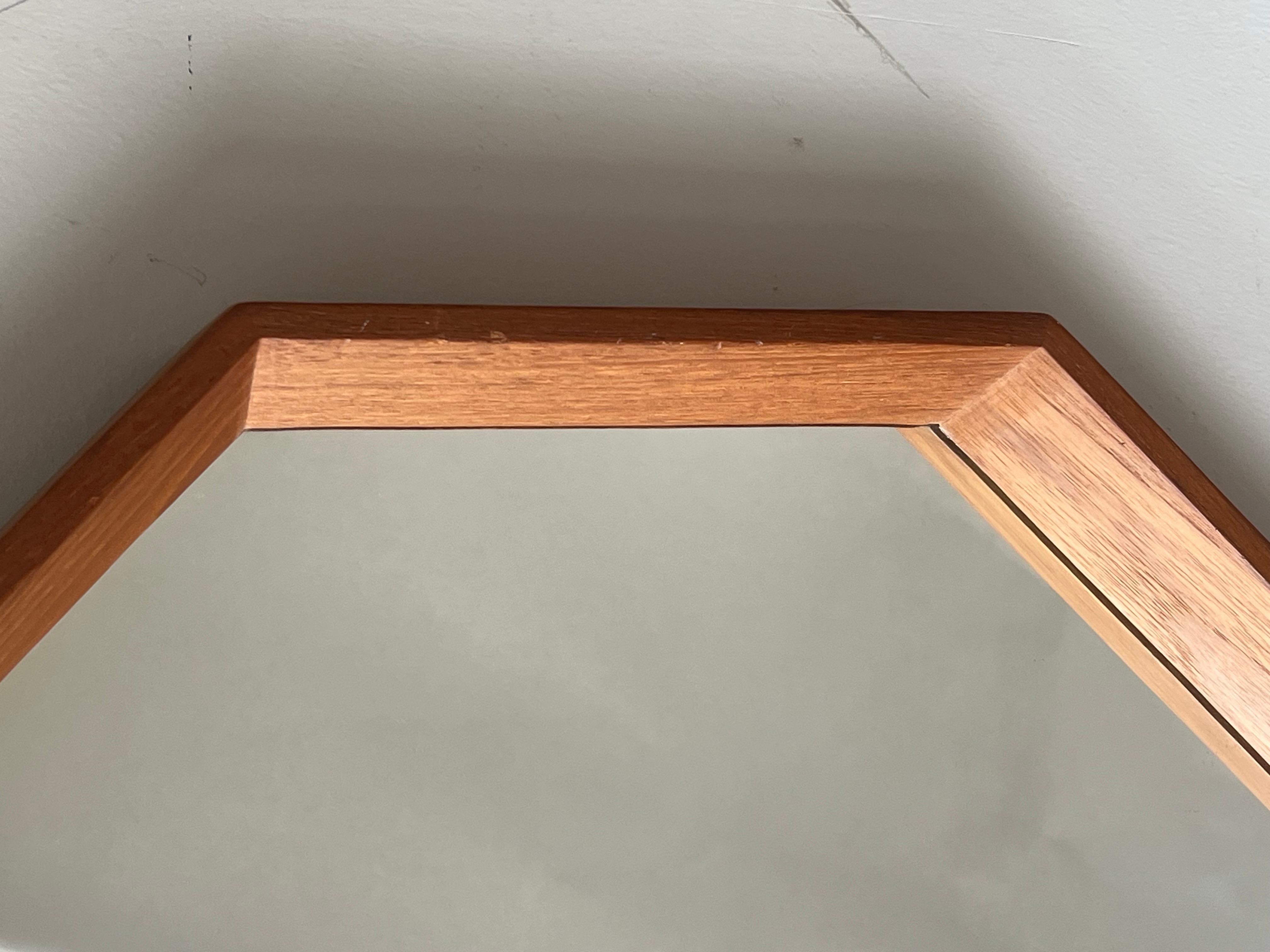 Espejo Octogonal Moderno Escandinavo Spejle Dinamarca Ca' 1960's Teca Moderno de mediados de siglo en venta