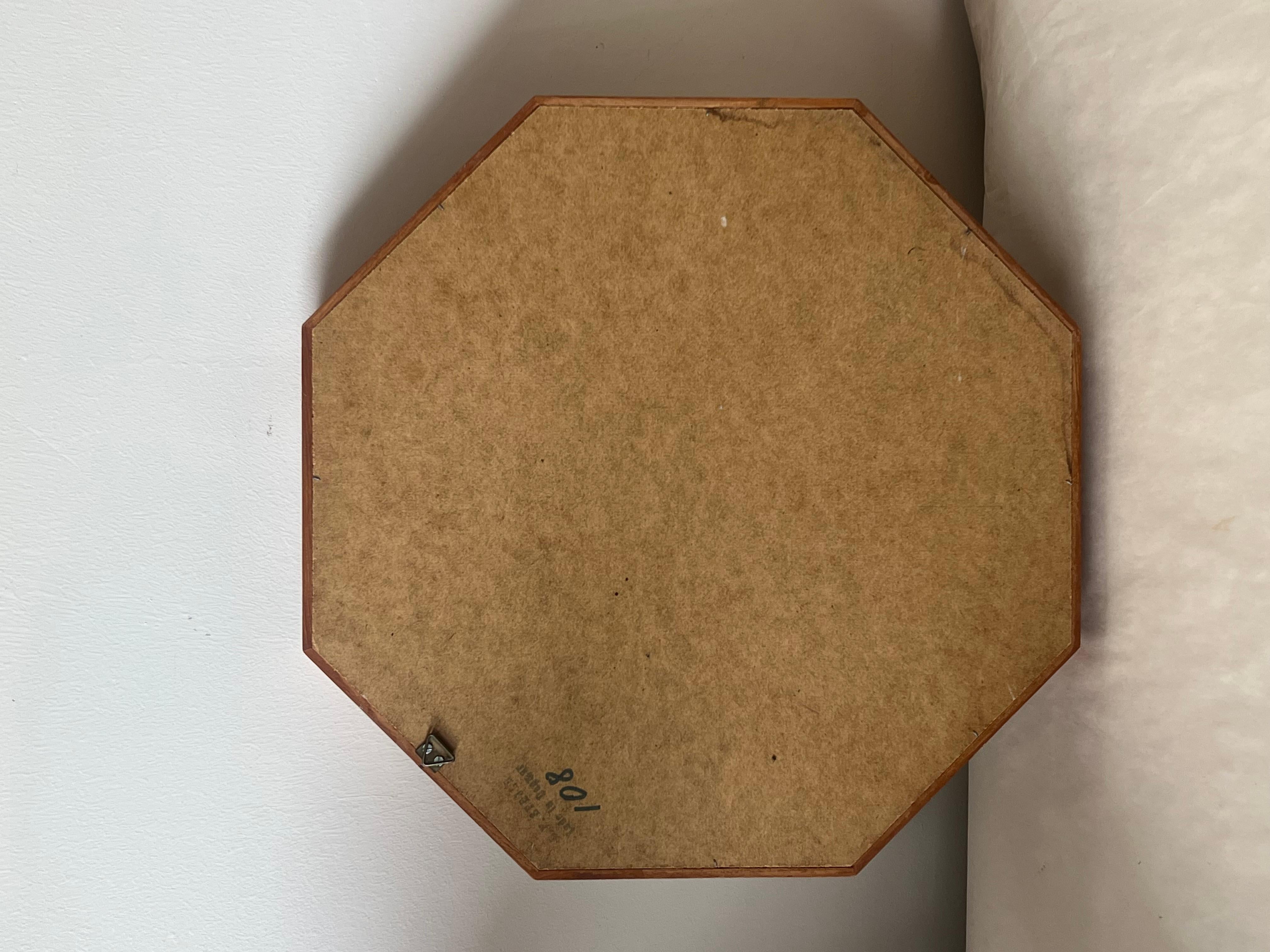 Espejo Octogonal Moderno Escandinavo Spejle Dinamarca Ca' 1960's Teca mediados del siglo XX en venta