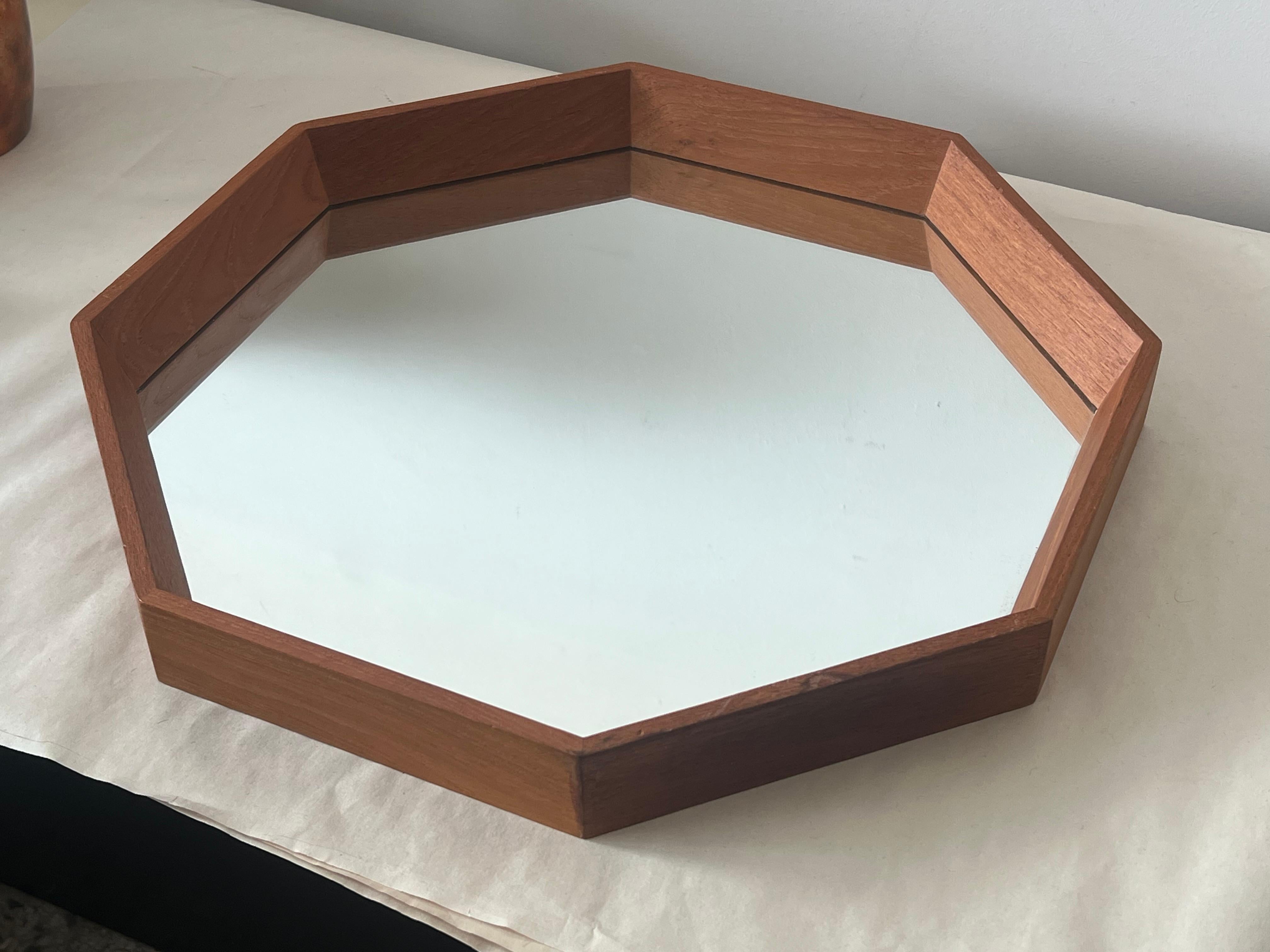 Espejo Octogonal Moderno Escandinavo Spejle Dinamarca Ca' 1960's Teca en venta 2