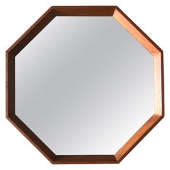 Scandinavian Modern Octagonal Mirror Spejle Denmark Ca' 1960's Teak