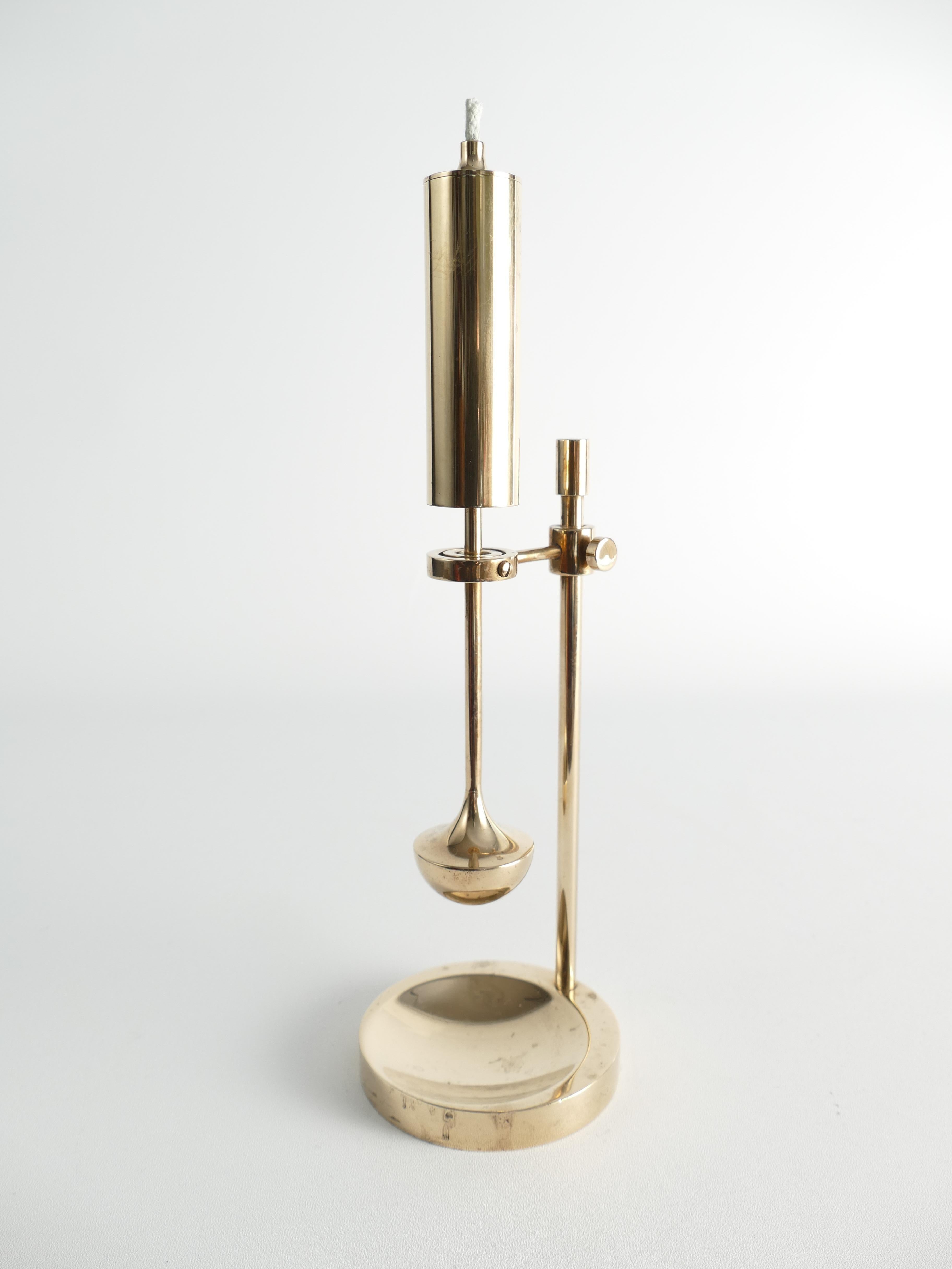 Gold Plate Scandinavian Modern Oil Lamp by Ilse D. Ammonsen, Daproma, Denmark 1970´s