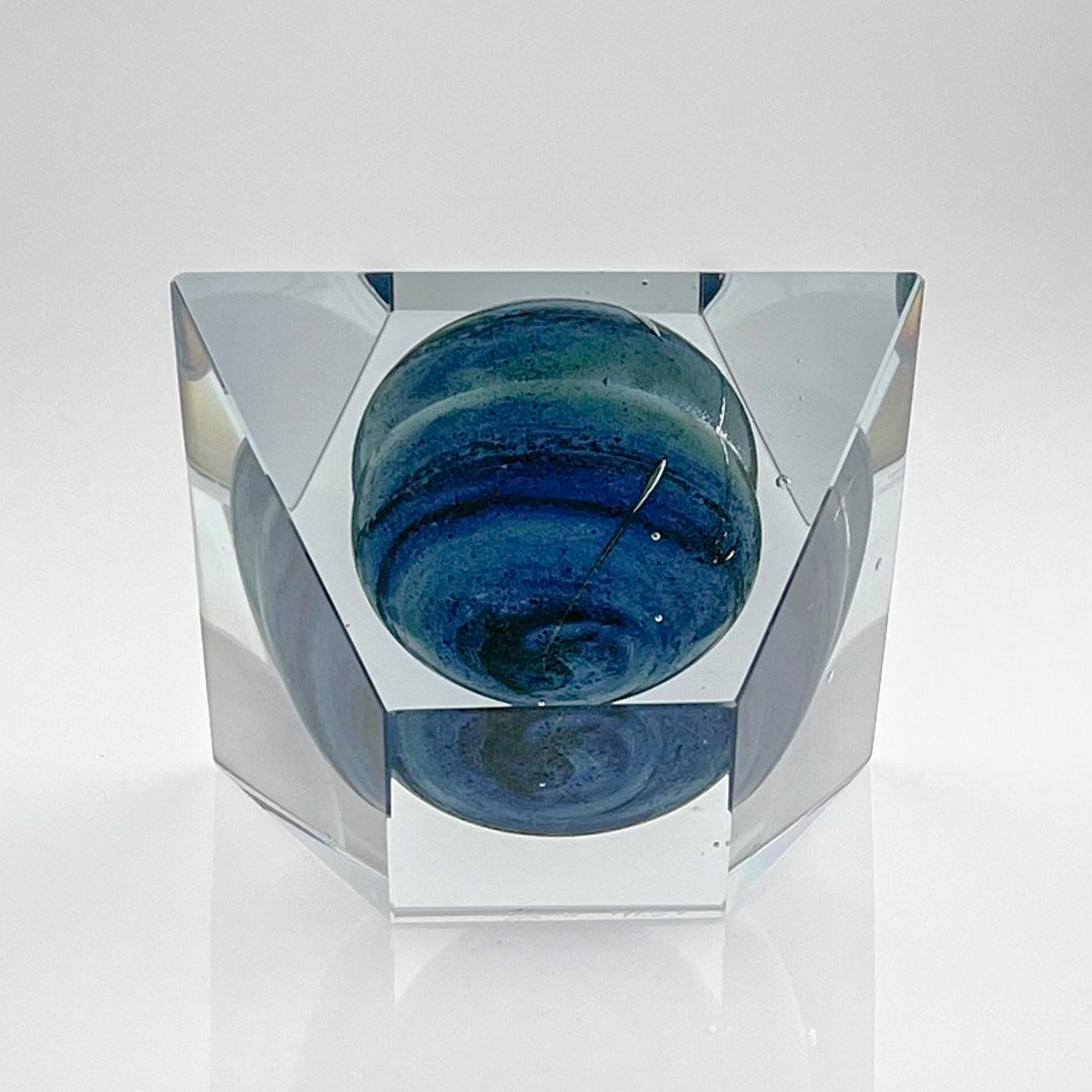 Scandinavian Modern Oiva Toikka Crystal Art Sculpture Handblown Yellow Blue For Sale 1