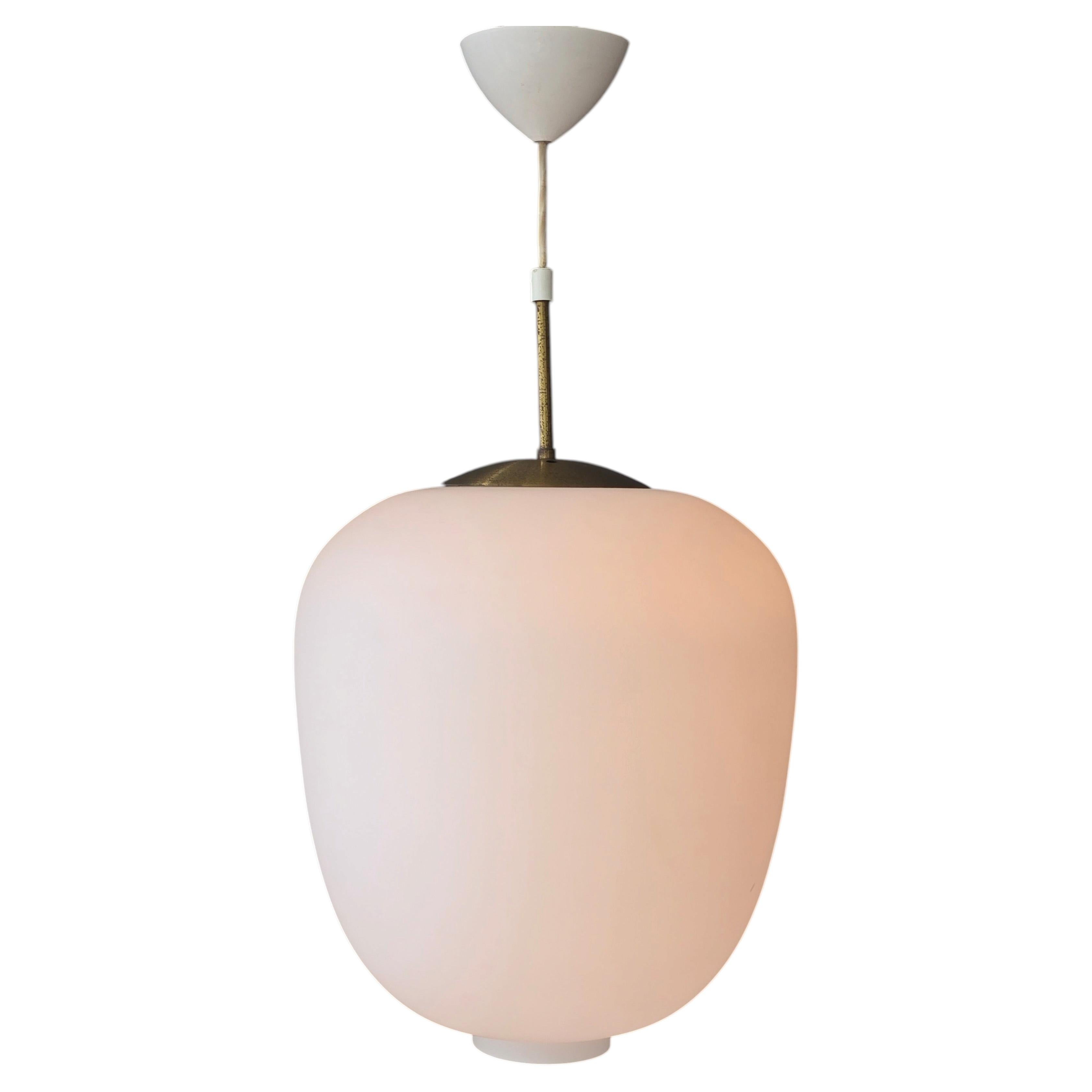 Scandinavian Modern Opaline Glass Pendant Lamp in the Style of Louis Poulsen, 19