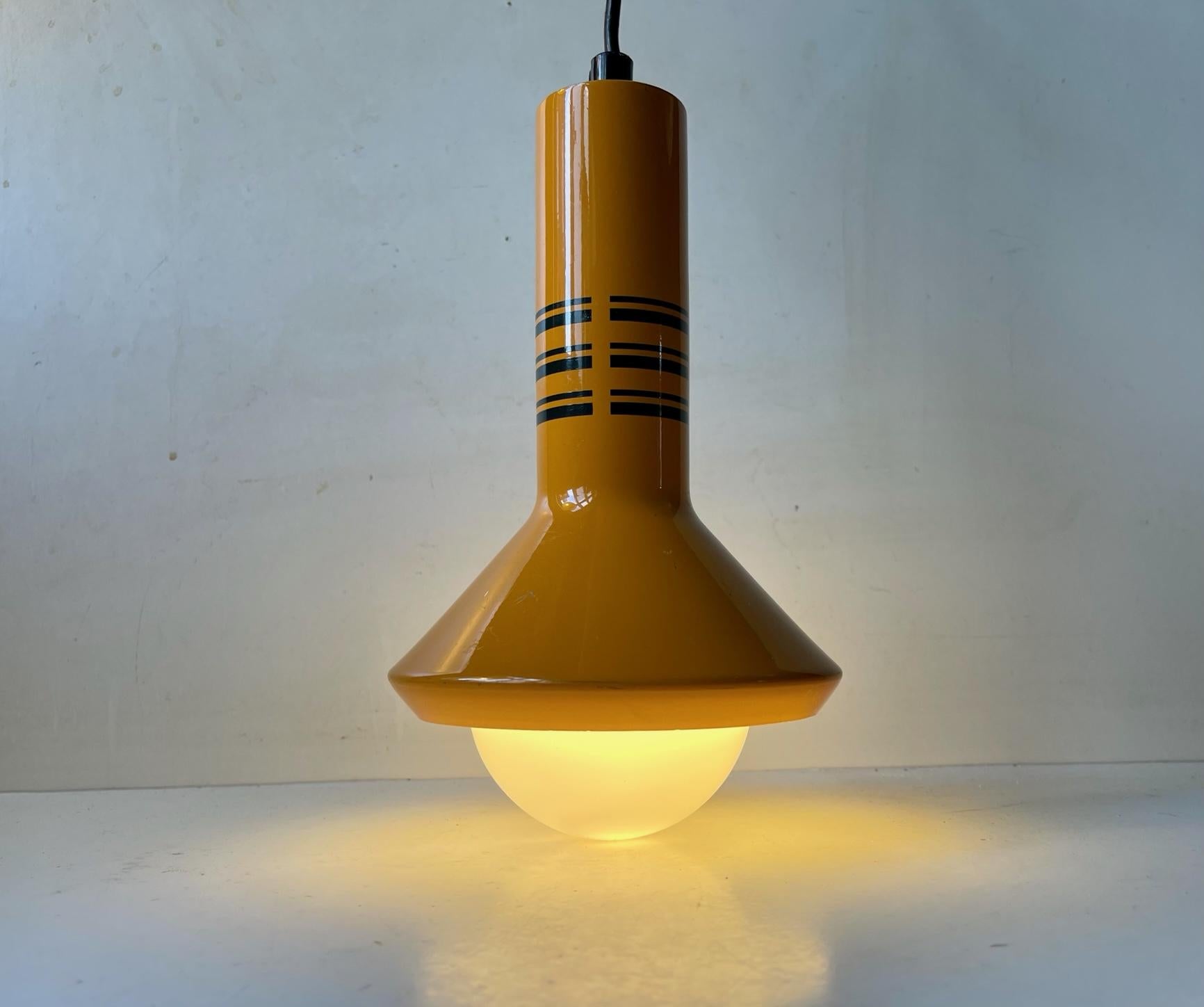 Powder-Coated Scandinavian Modern Orange Pendant Light from Lyskær, 1970s For Sale