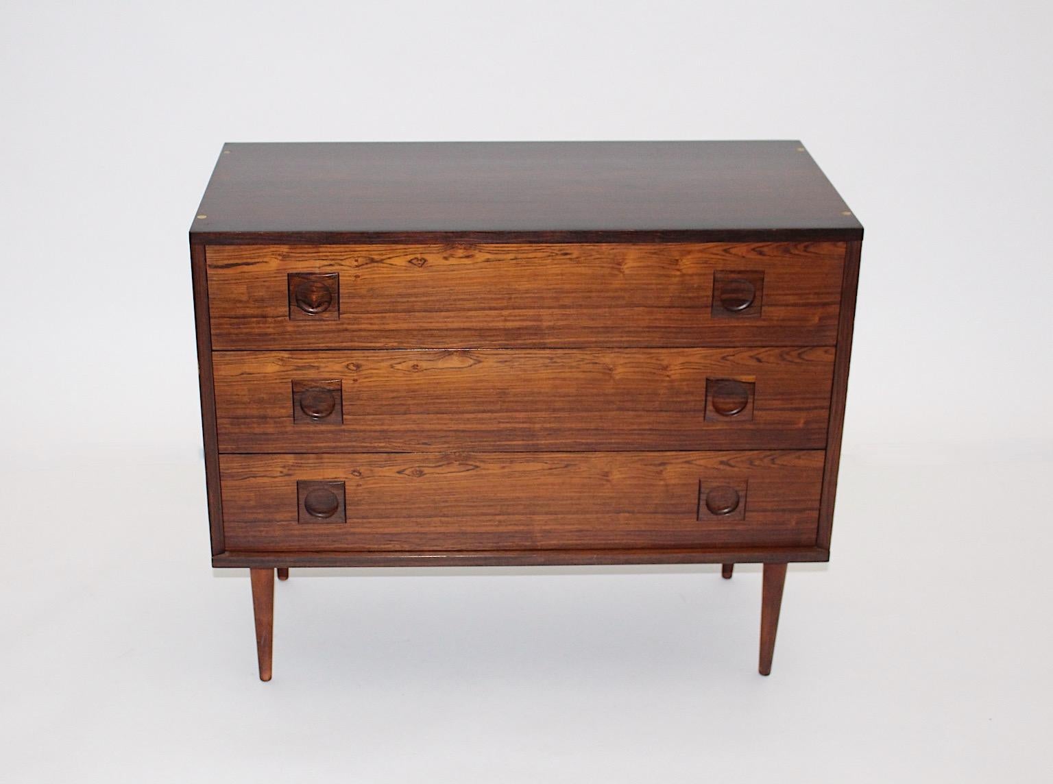 Scandinavian Modern Organic Vintage Brown Teak Chest or Commodes 1960s, Denmark In Good Condition For Sale In Vienna, AT