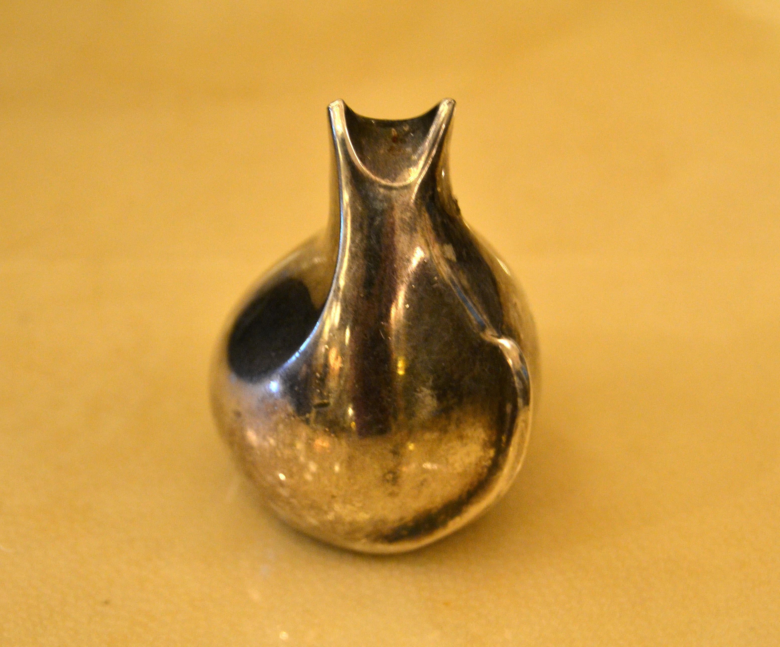 20th Century Scandinavian Modern Original Dansk Design Silver Plate Cat Paperweight, Denmark