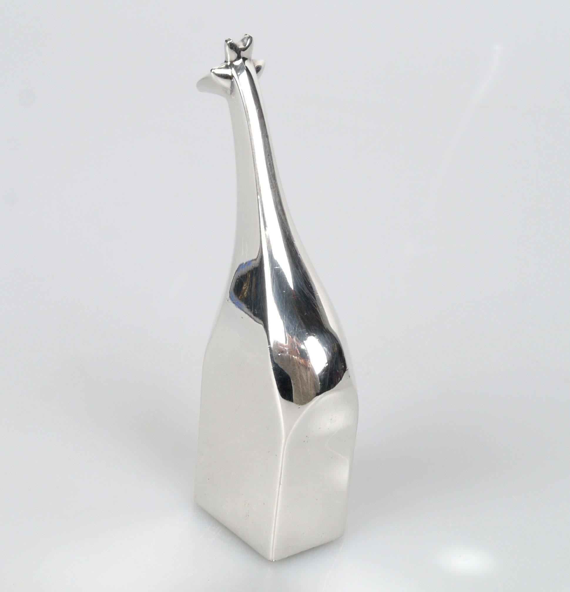 Scandinavian Modern Original Dansk Design Silver Plate Giraffe Paperweight In Good Condition In Miami, FL