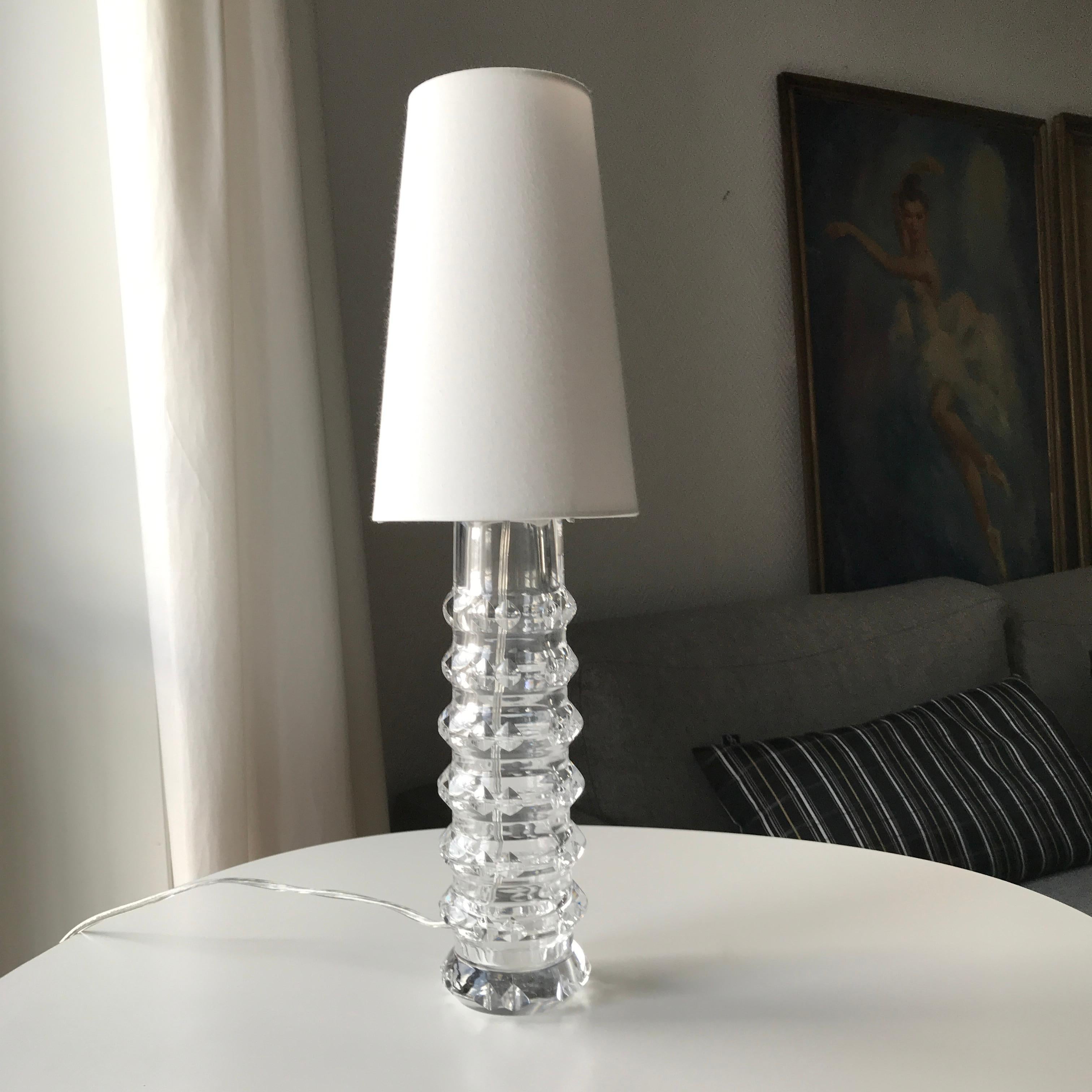 Scandinavian Modern Orrefors Crystal Lamp RD 2047 Design by Carl Fagerlund For Sale 3