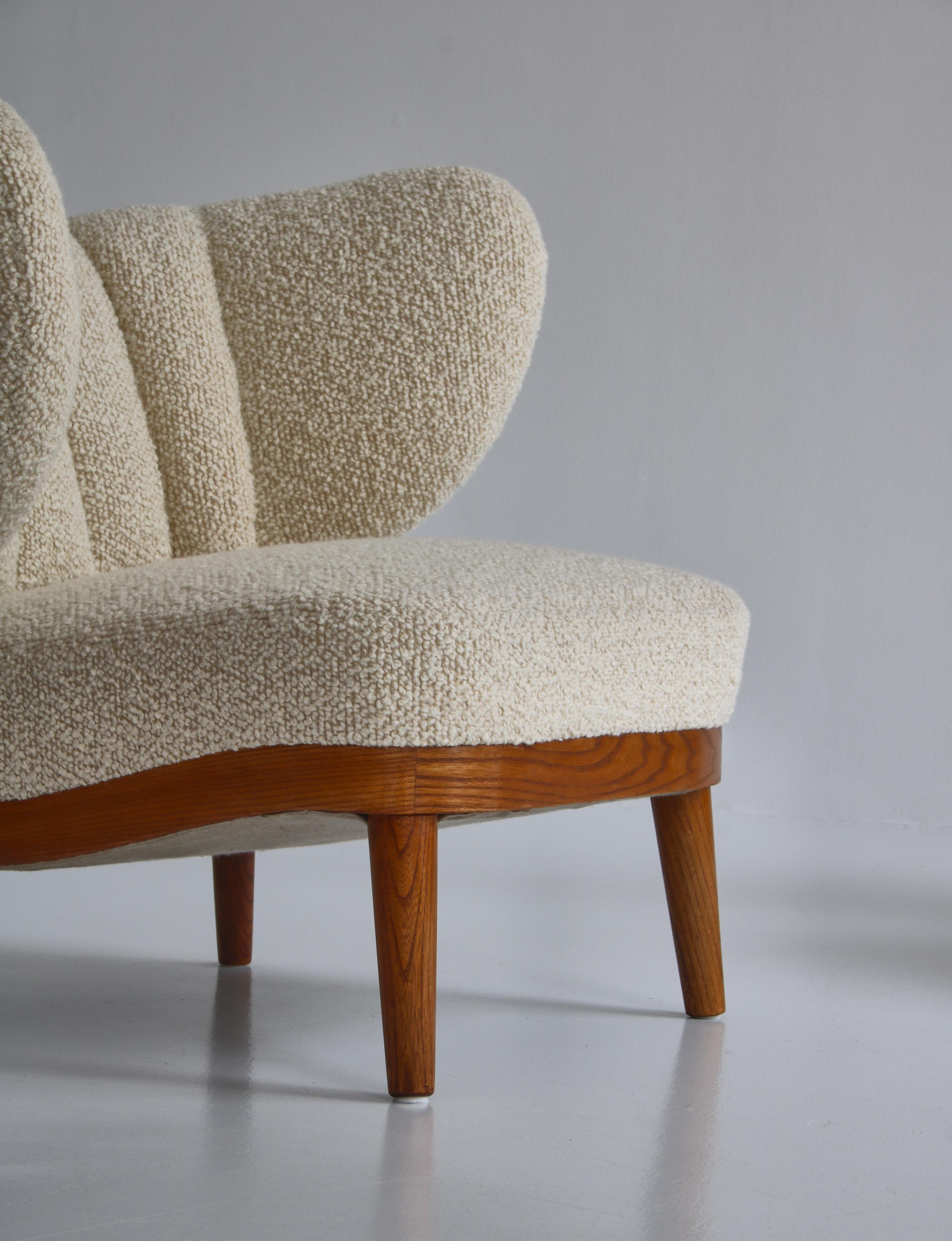 1940's Lounge Chairs in White Boucle, Otto Schulz for Boet, Scandinavian Modern 4