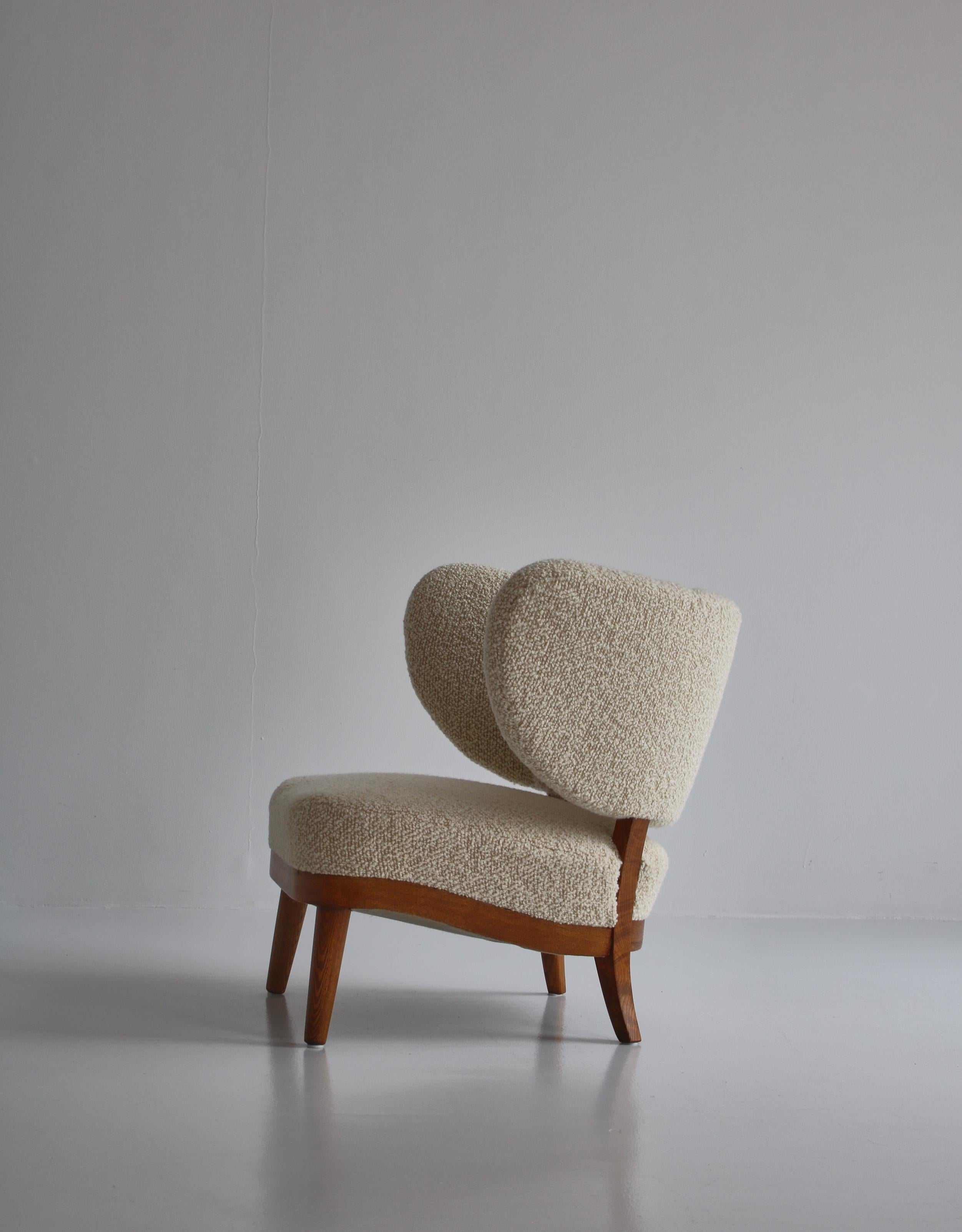 1940's Lounge Chairs in White Boucle, Otto Schulz for Boet, Scandinavian Modern 6