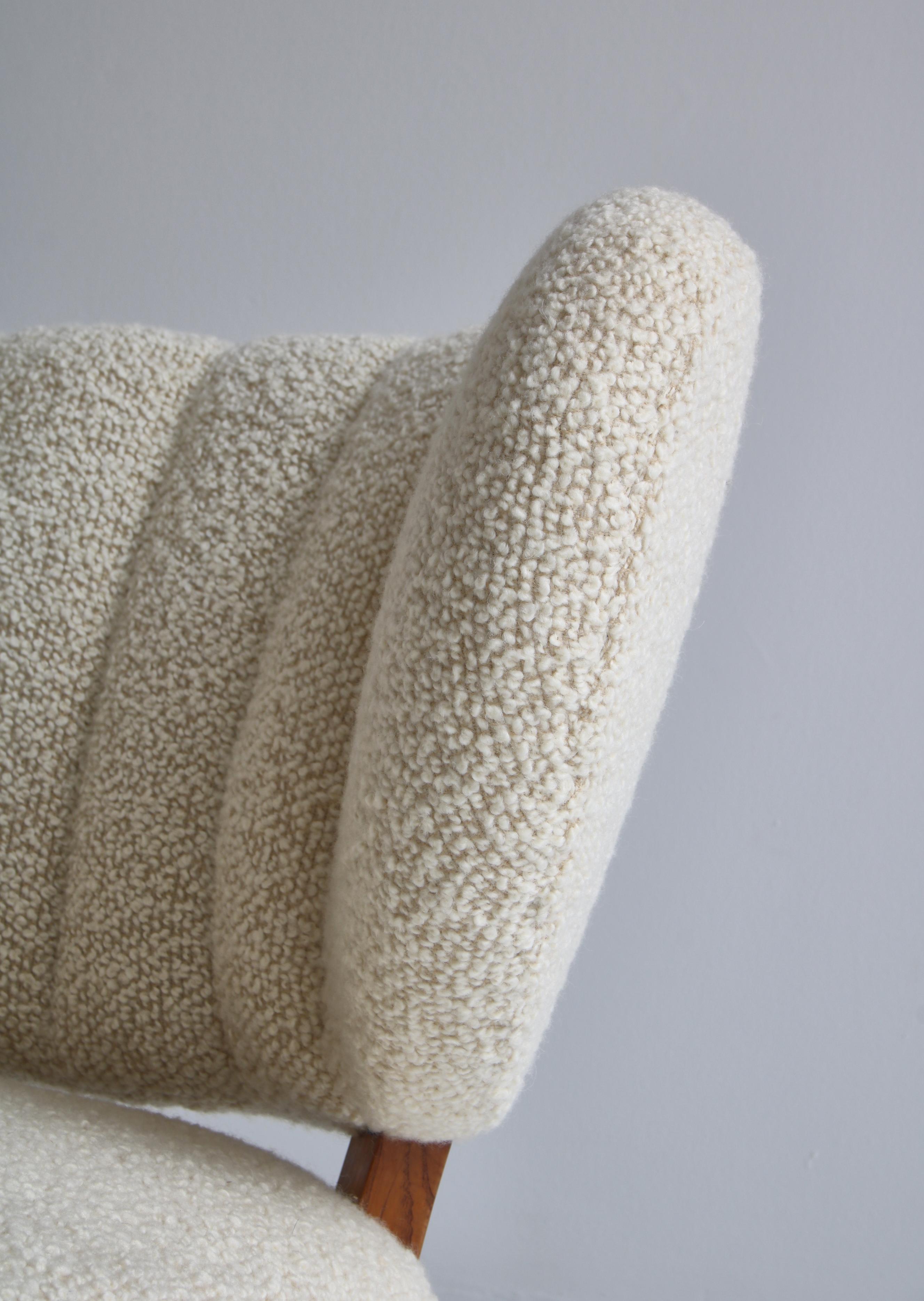 1940's Lounge Chairs in White Boucle, Otto Schulz for Boet, Scandinavian Modern 8