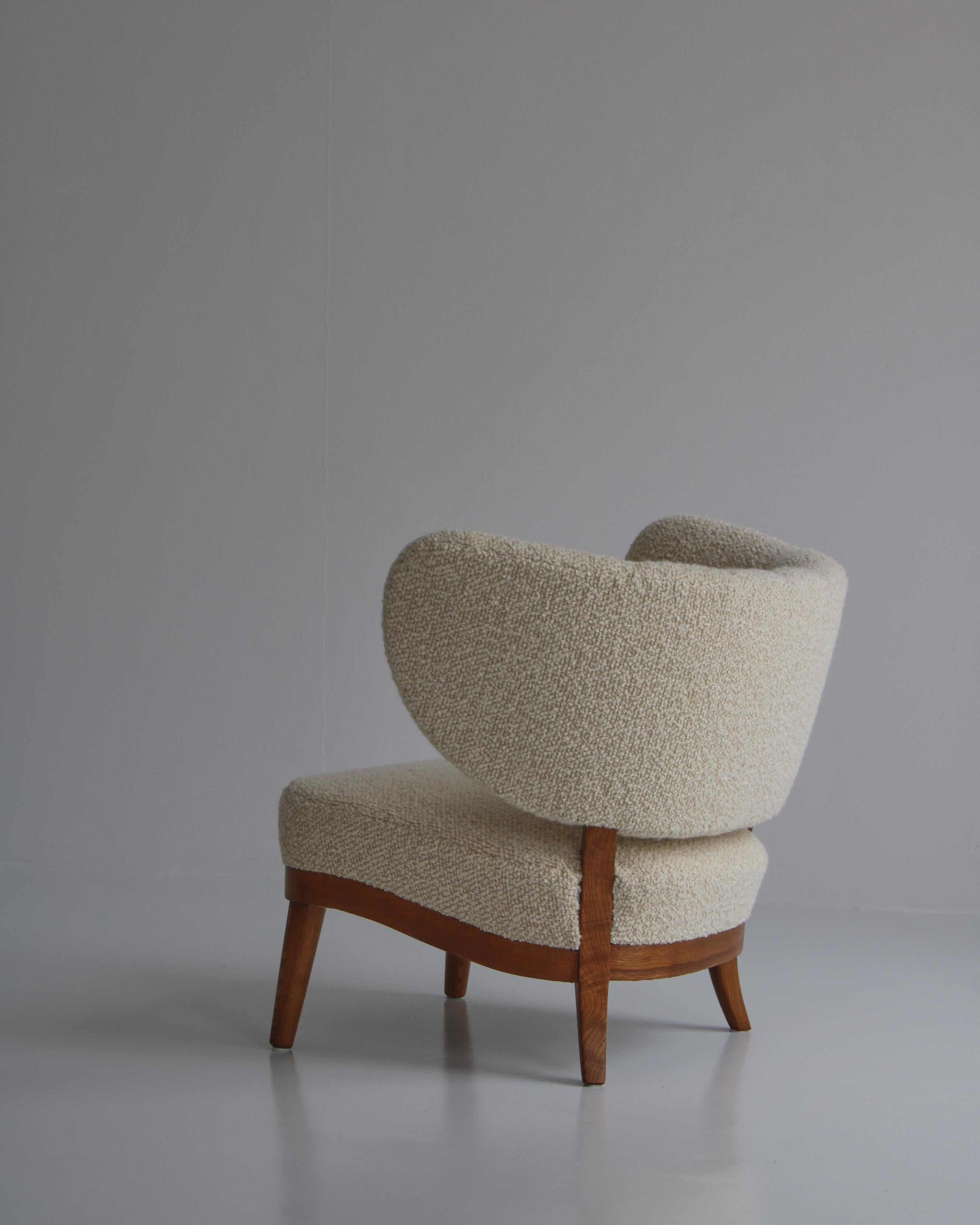 1940's Lounge Chairs in White Boucle, Otto Schulz for Boet, Scandinavian Modern 2