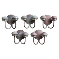 Scandinavian Modern Outdoor Wall Lamps in Patinated Copper and Glass, 1970s