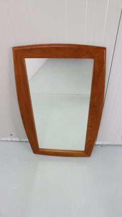 Scandinavian Modern Oval Beveled Edge Teak Wall Mirror, 1960s, Denmark