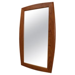 Scandinavian Modern Oval Beveled Edge Teak Wall Mirror, 1960s, Denmark