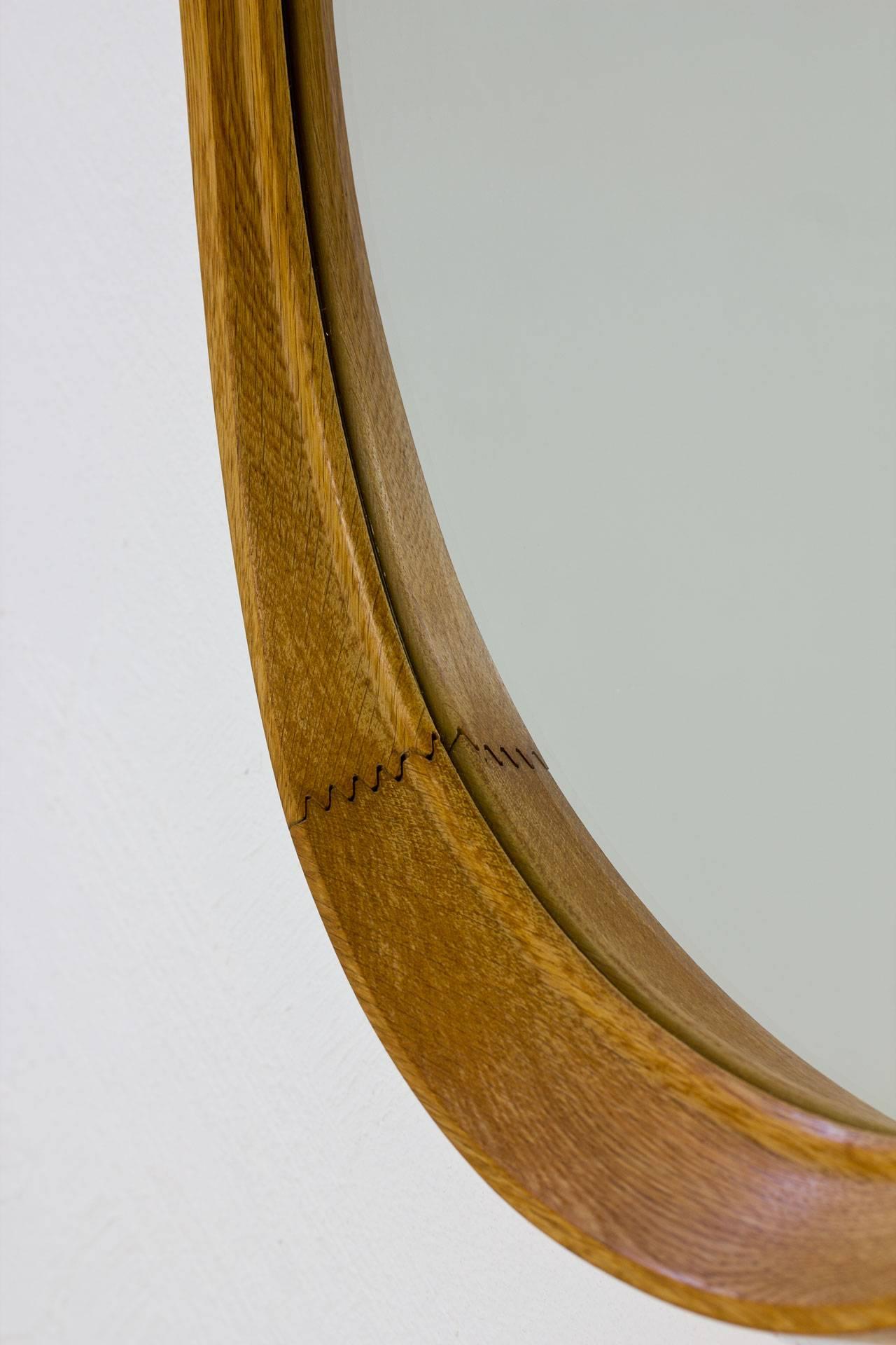 Scandinavian Modern Oval Oak Mirror by Fröseke, Sweden 1
